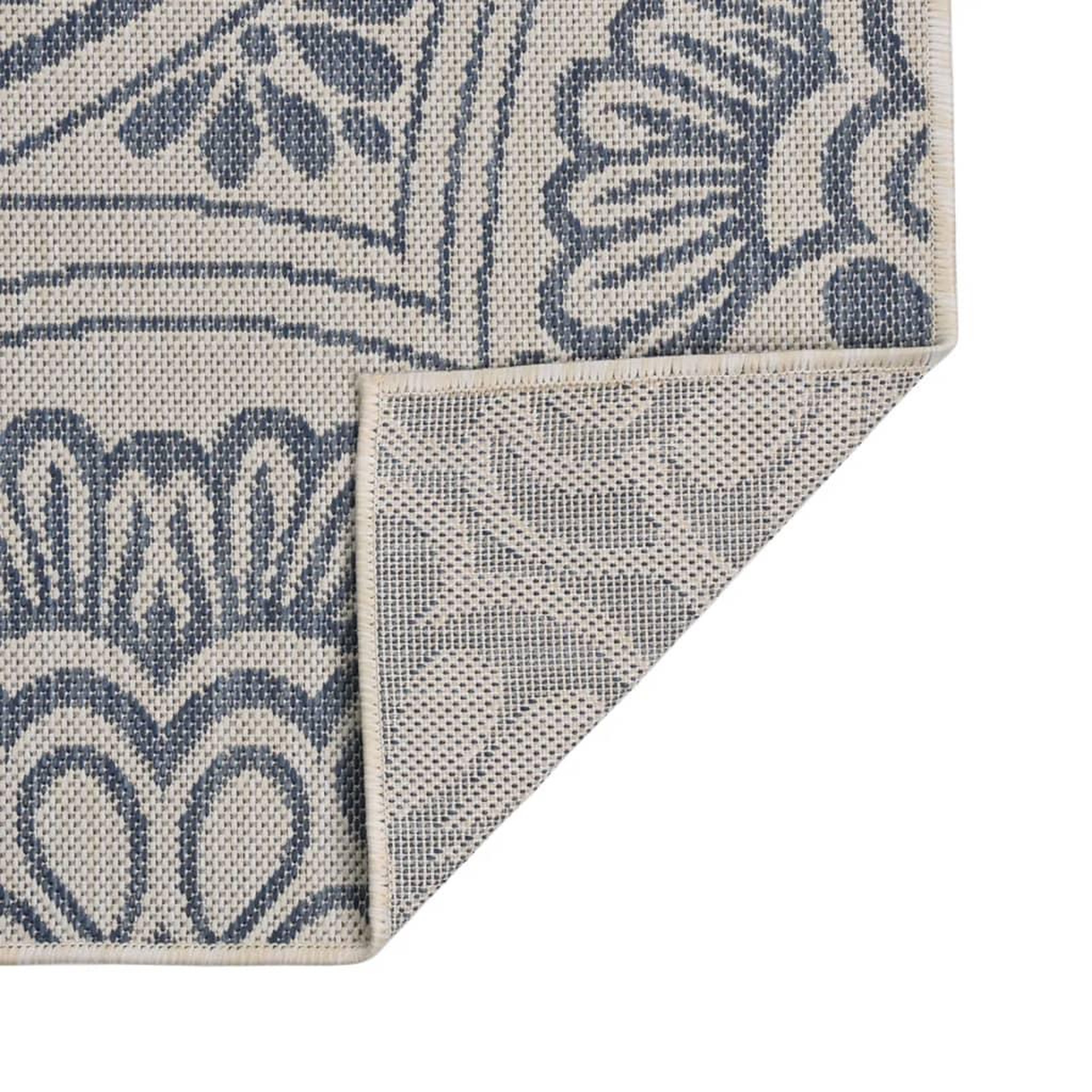 Voir la diapositive 2 : VIDAXL Tapis a tissage plat d'exterieur 120x170 cm Motif bleu