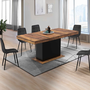 Voir la diapositive 4 : ID MARKET Table à manger extensible rectangle EDEN 6-10 personnes plateau HAWKINS bois foncé et noir 160-200cm
