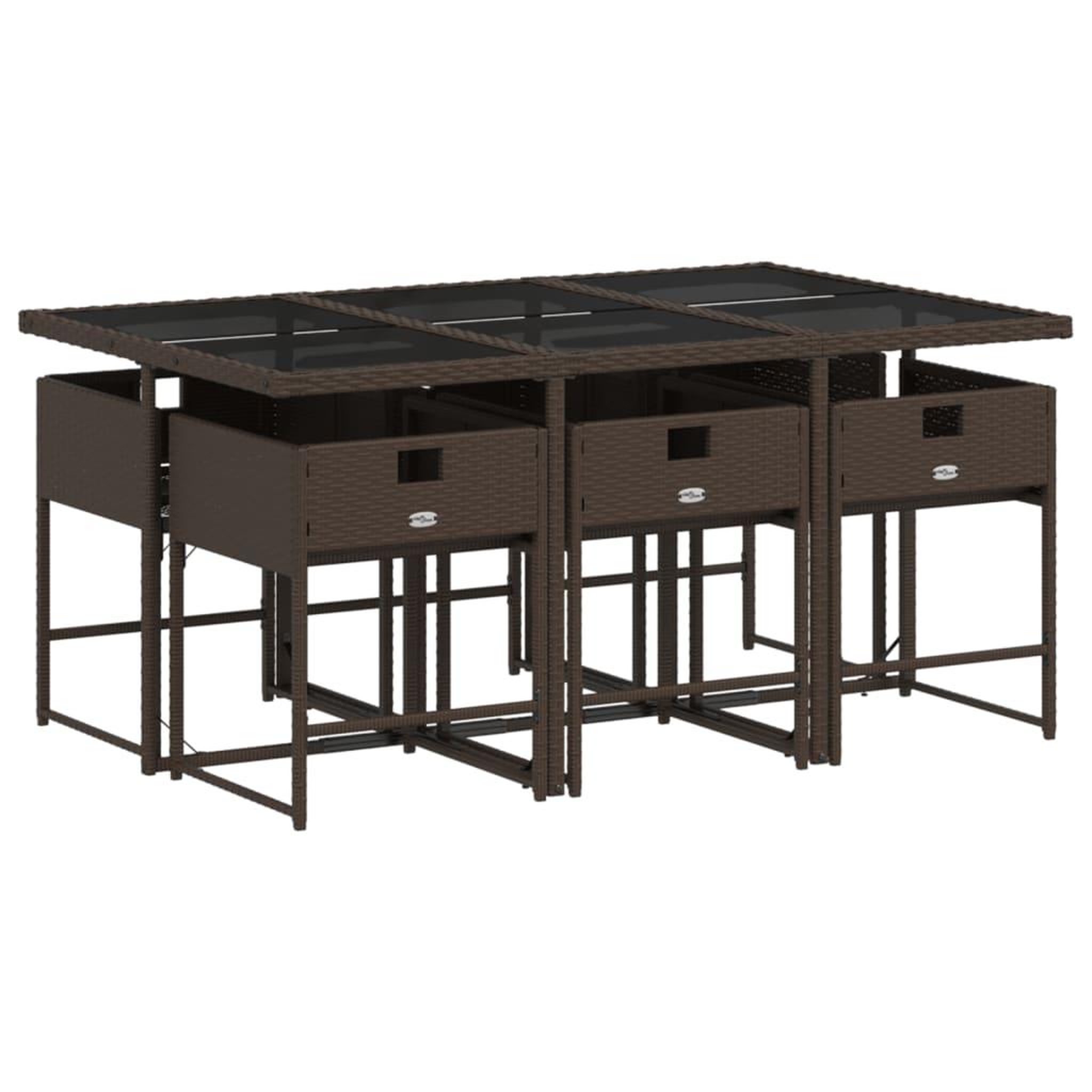 Voir la diapositive 3 : VIDAXL Ensemble a manger de jardin et coussins 7 pcs marron rotin