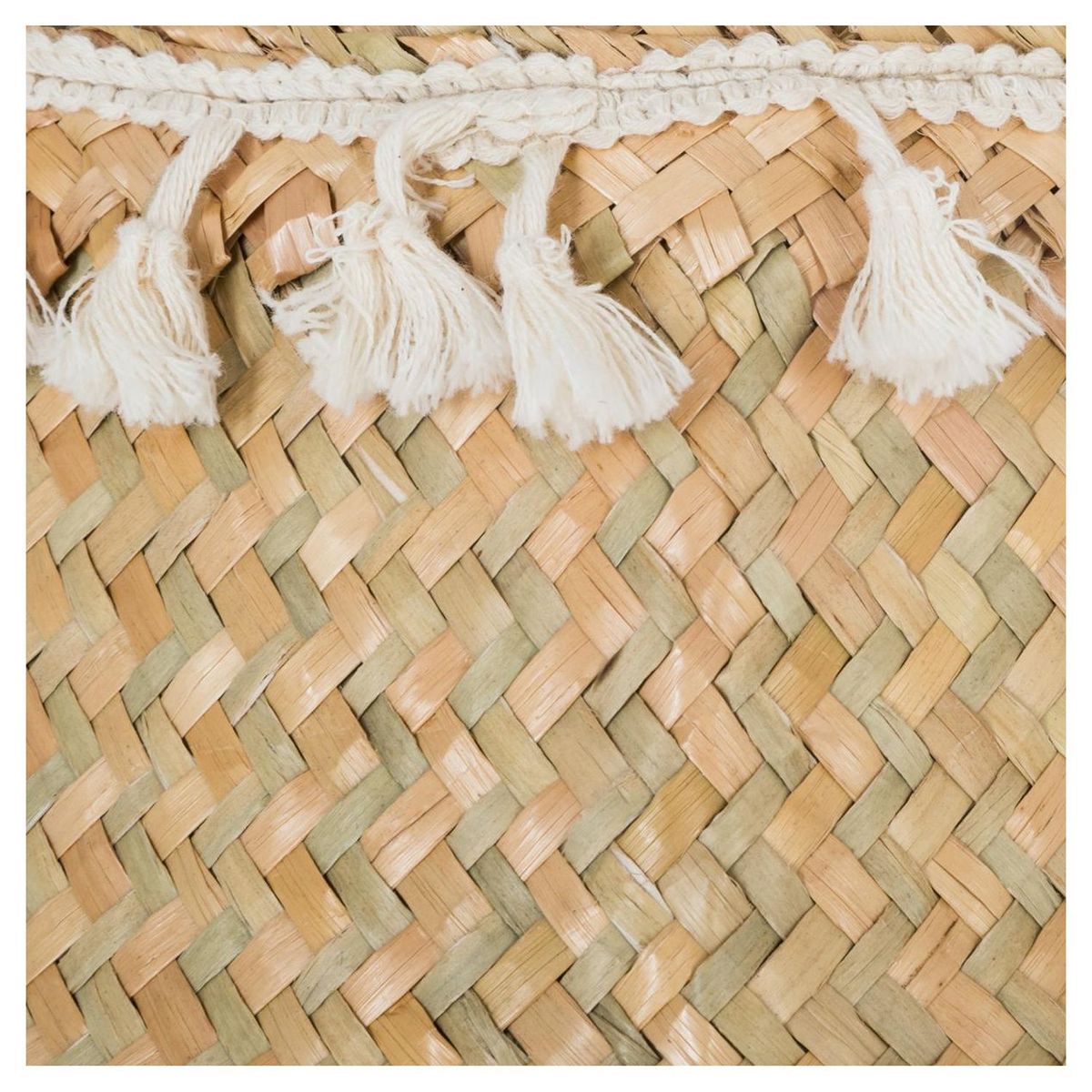 ATMOSPHERA Panier pliant à pompons en seagrass