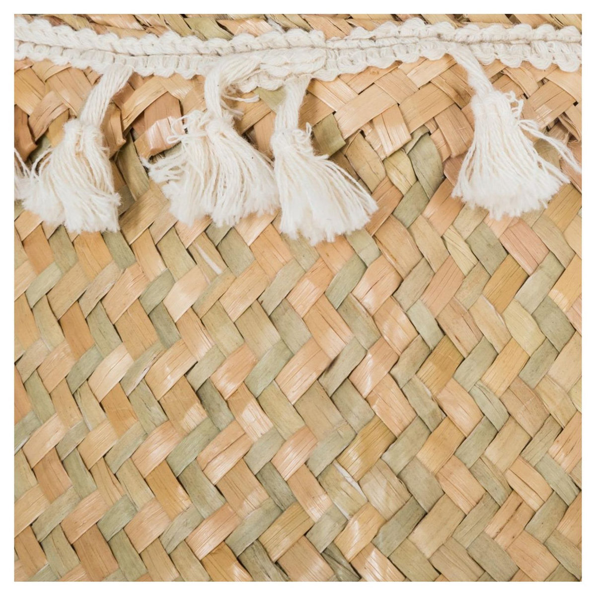 ATMOSPHERA Panier pliant à pompons en seagrass