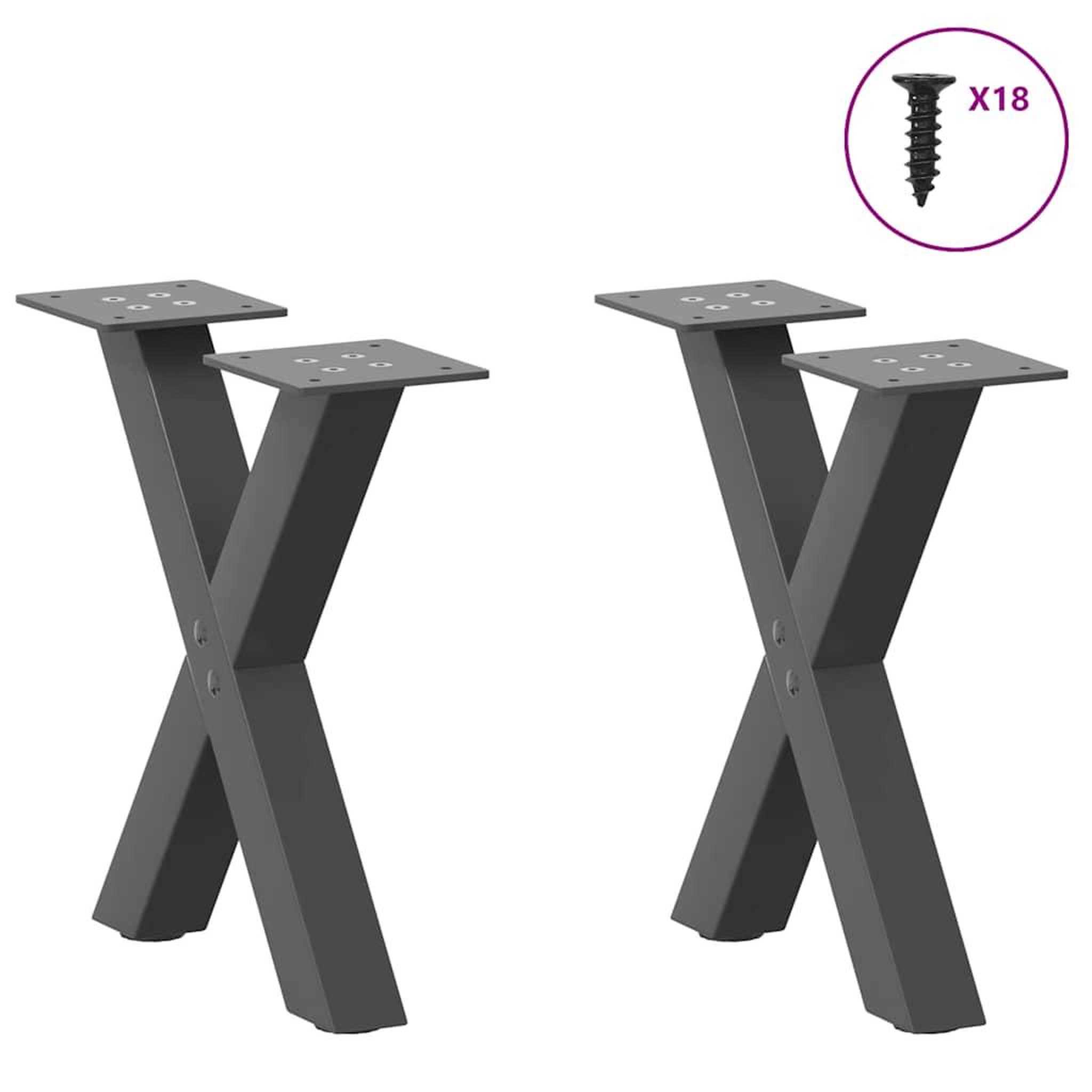 Voir la diapositive 3 : VIDAXL Pieds de table basse forme de X 2 pcs anthracite 37x(30-31) cm