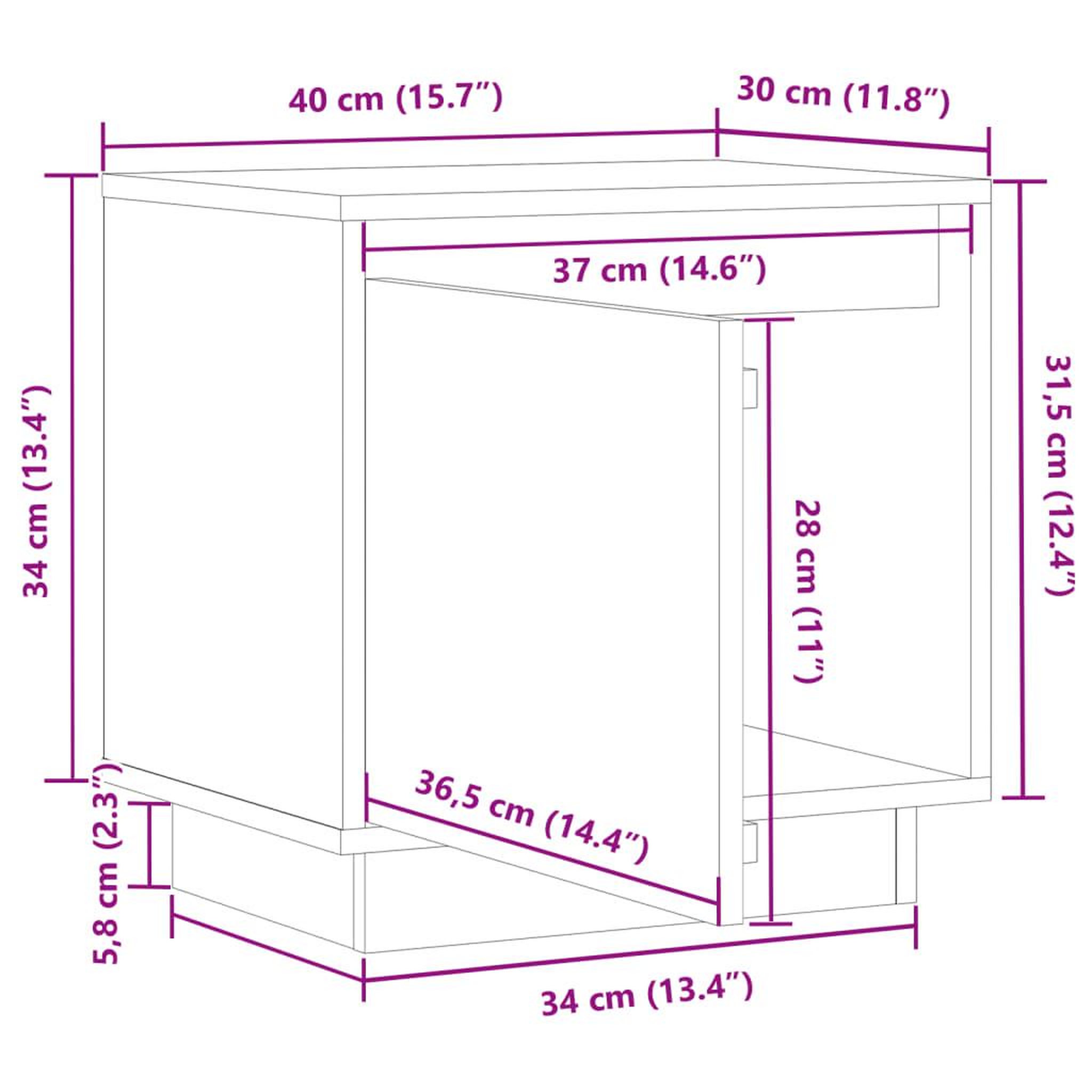 Voir la diapositive 6 : VIDAXL Table de chevet 40x30x40 cm Bois de pin solide