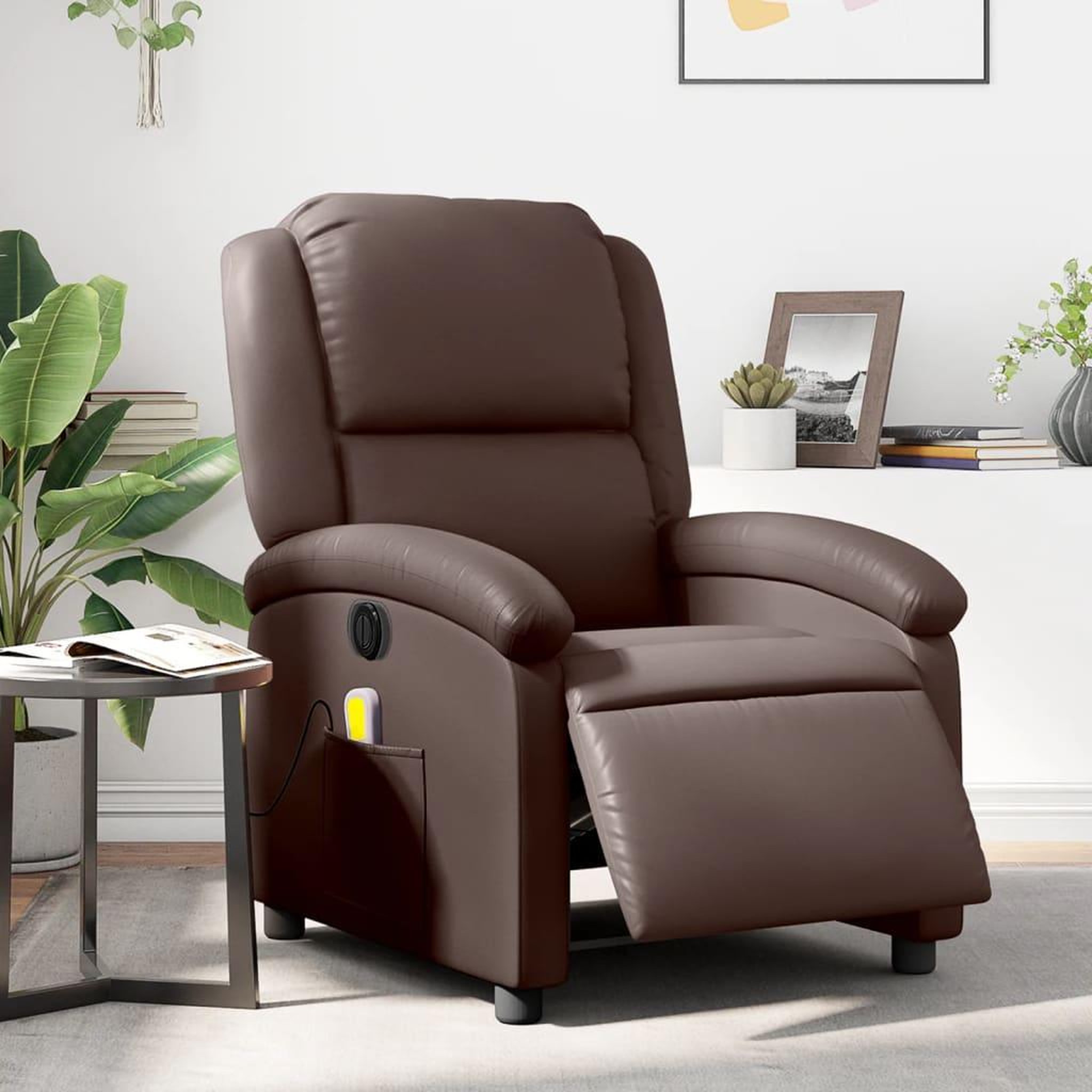 VIDAXL Fauteuil de massage inclinable electrique marron similicuir