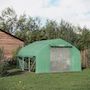 Voir la diapositive 3 : OUTSUNNY Serre de jardin tunnel 10,4 m² - 6 fenêtres et porte zippée avec moustiquaires - acier galvanisé PE vert