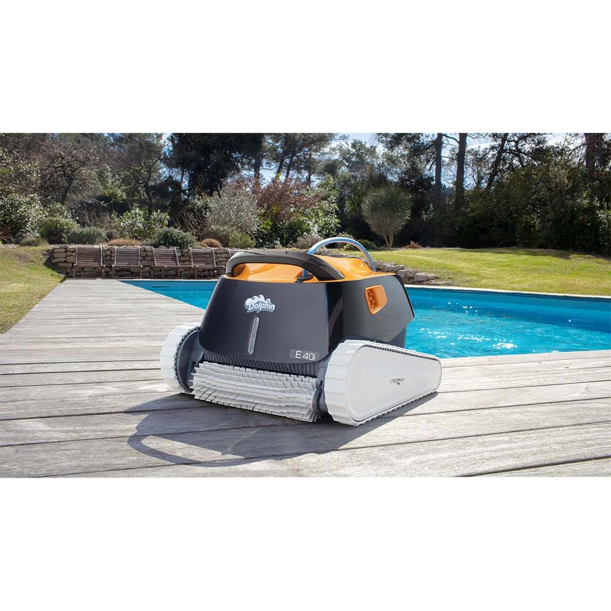 Voir la diapositive 2 : Dolphin Robot electrique de piscine fond, parois et ligne d'eau avec chariot - e40i