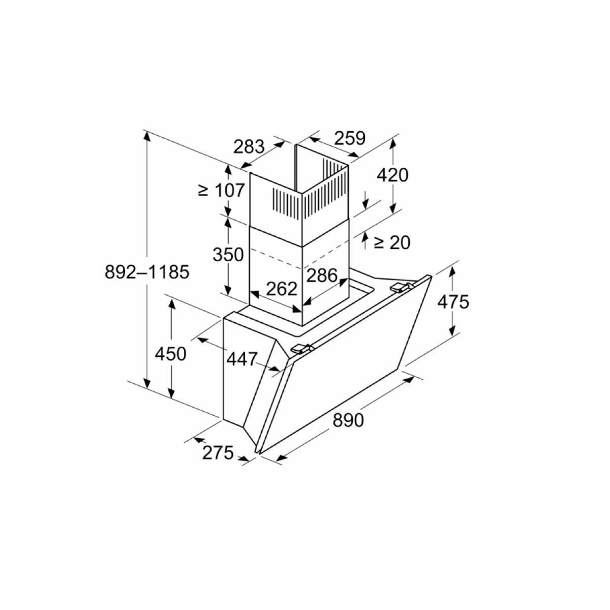 Neff Hotte décorative murale 90cm 51db 441m3/h noir - D98IPT2S0
