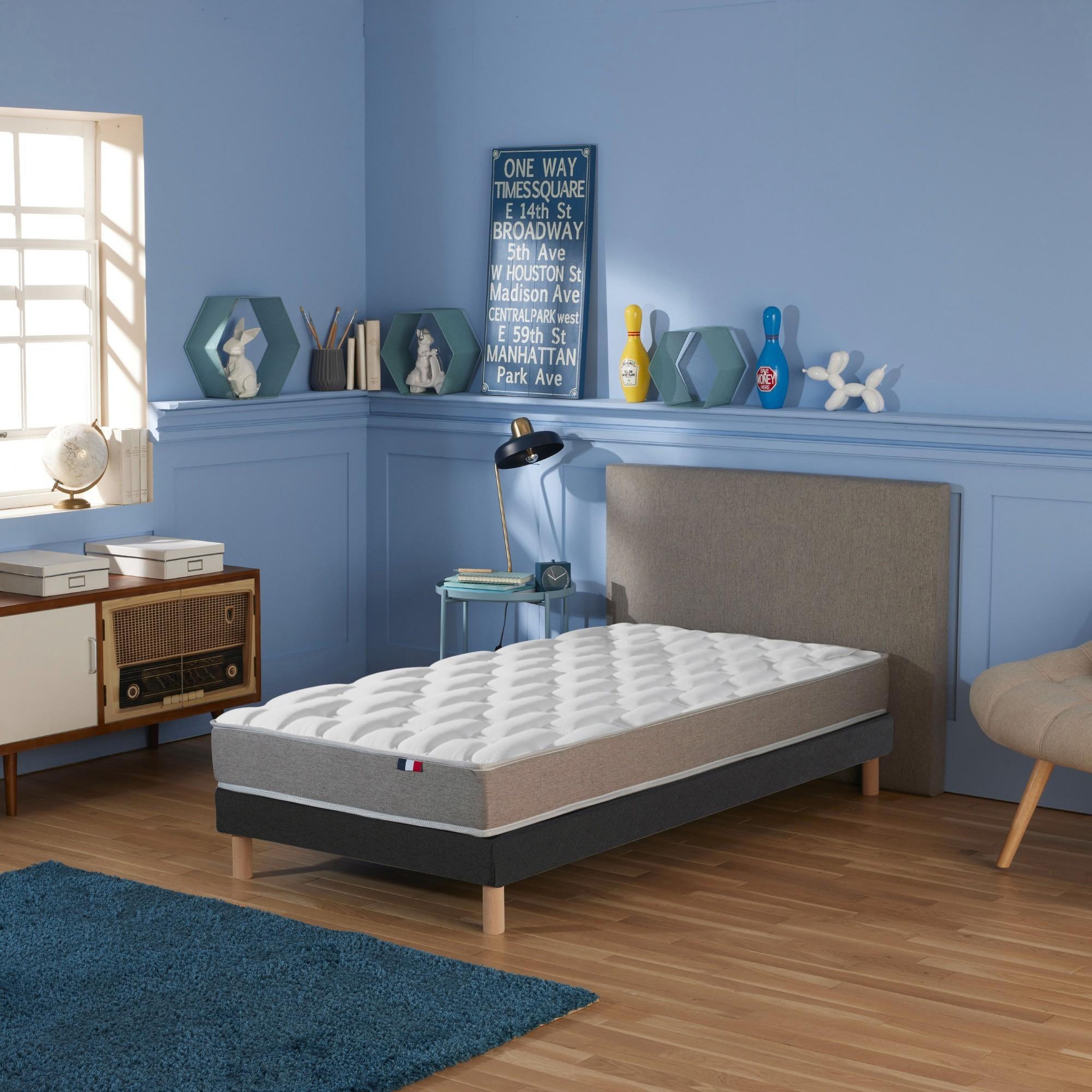 Voir la diapositive 2 : IDLITERIE Ensemble matelas mousse haute résilience CIRRUS avec sommier - confort français
