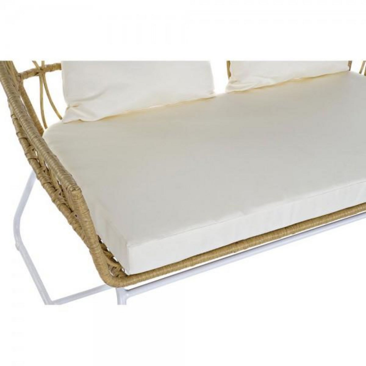 MARKET24 Canapé de jardin DKD Home Decor Blanc Métal rotin synthétique (132 x 58 x 80 cm)