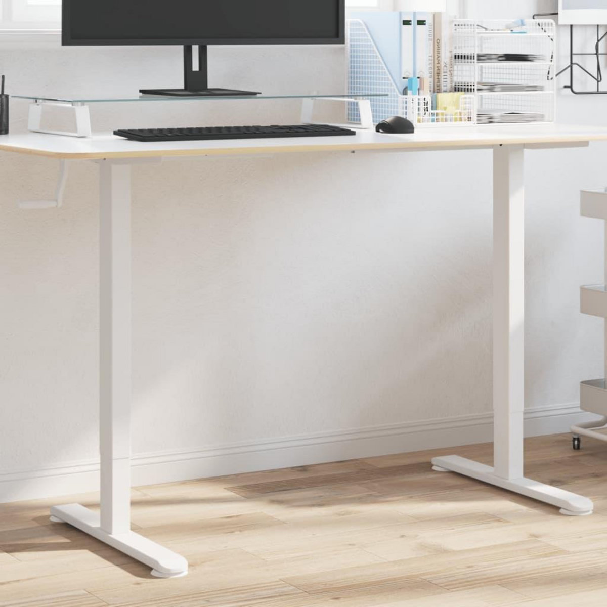 VIDAXL Cadre de bureau debout blanc (94-135)x60x(70-114) cm acier