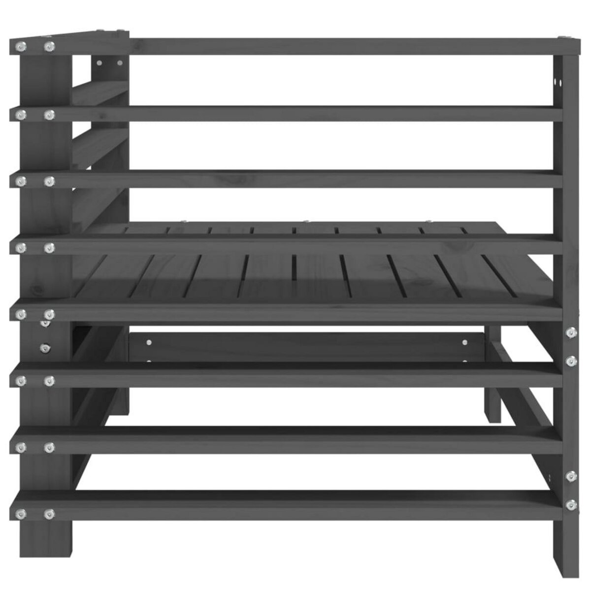 VIDAXL Canape d'angle de jardin gris bois de pin massif