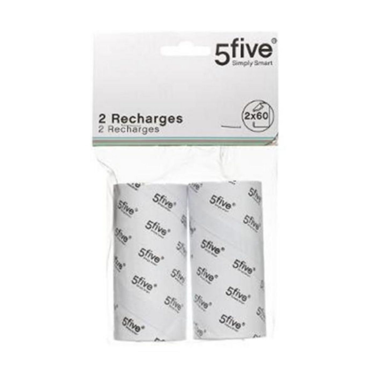 FIVE Lot de 2 Recharges  Brosse à Vêtements  10cm Blanc