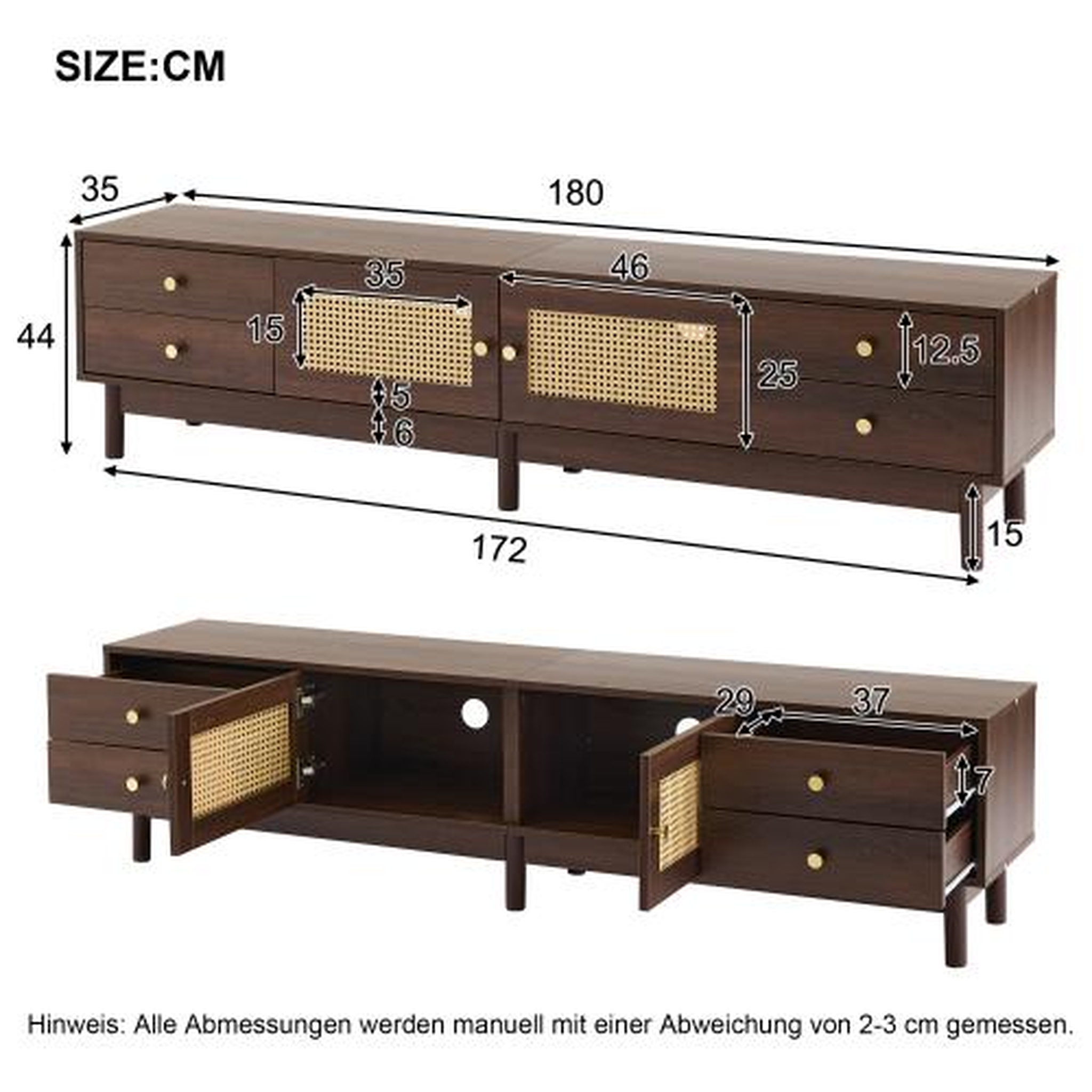 Voir la diapositive 3 : MERAX Meuble tv marron 180 cm panneau de particules
