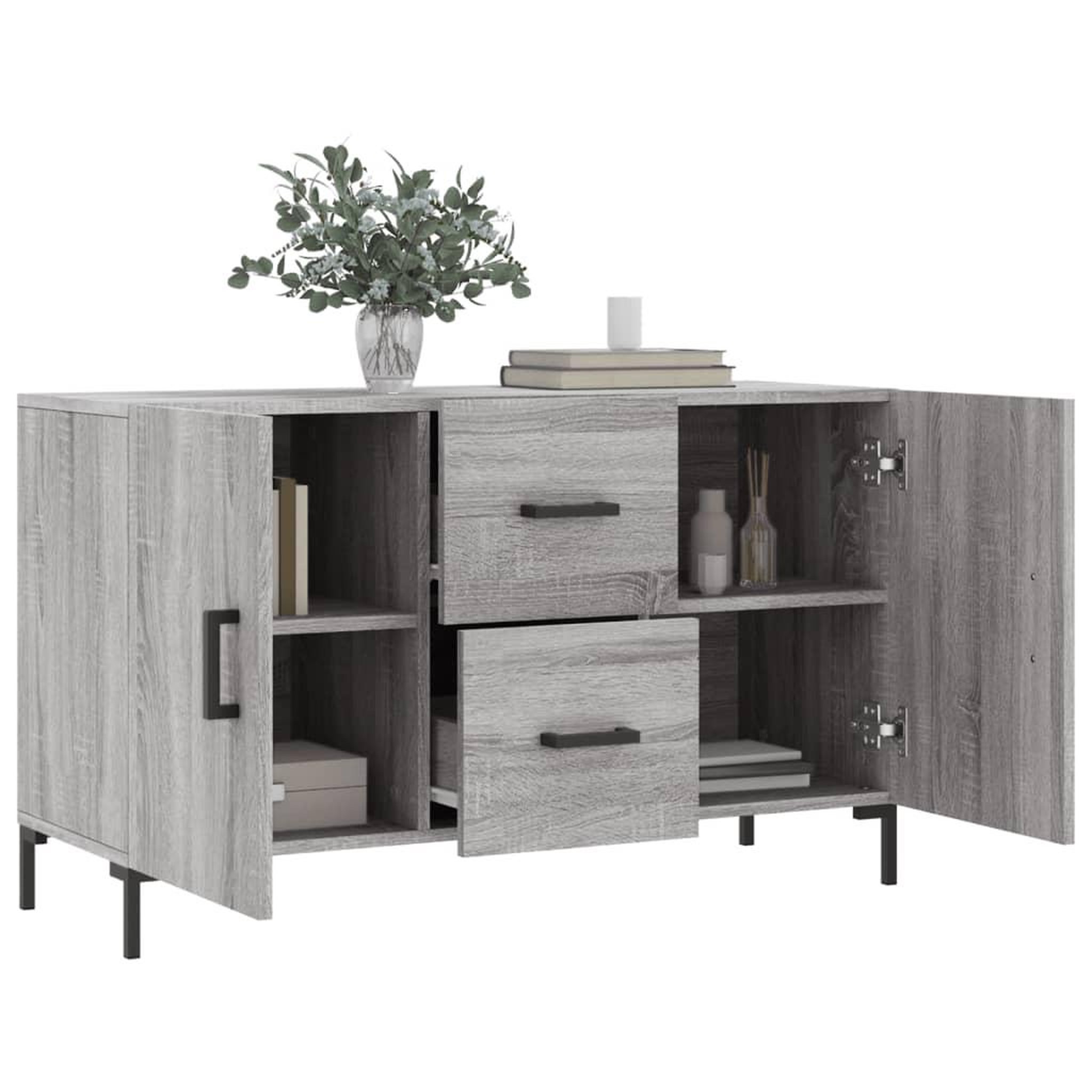 Voir la diapositive 4 : VIDAXL Buffet sonoma gris 100x36x60 cm bois d'ingenierie