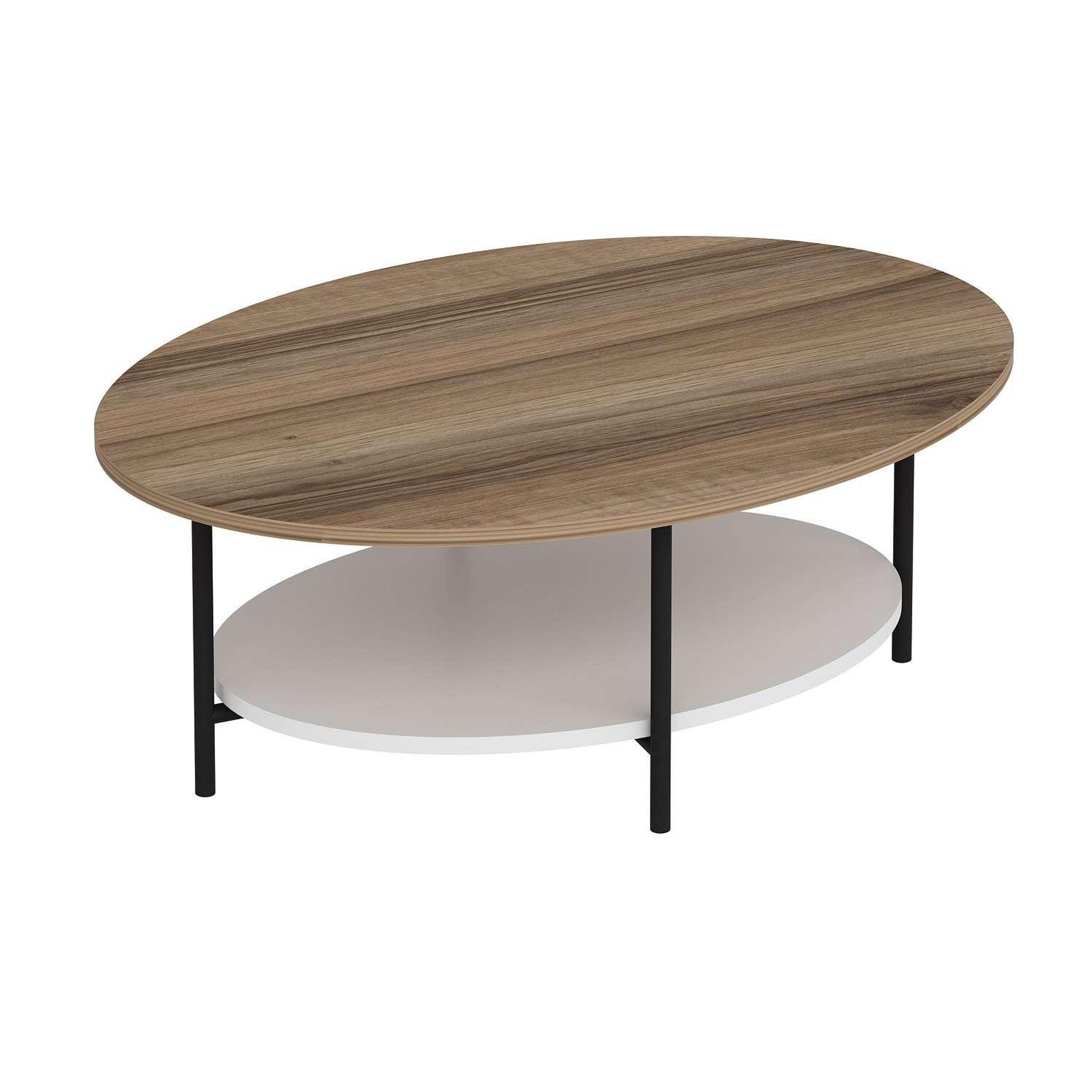 Voir la diapositive 4 : TOILINUX Table basse 1 étagère ombeline en bois - beige et blanc