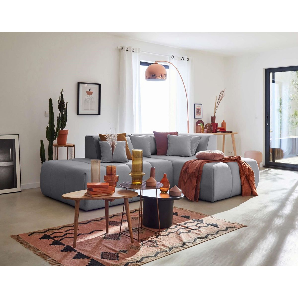 LISA DESIGN Caracas - canapé modulable d'angle droit - 4 places - en tissu