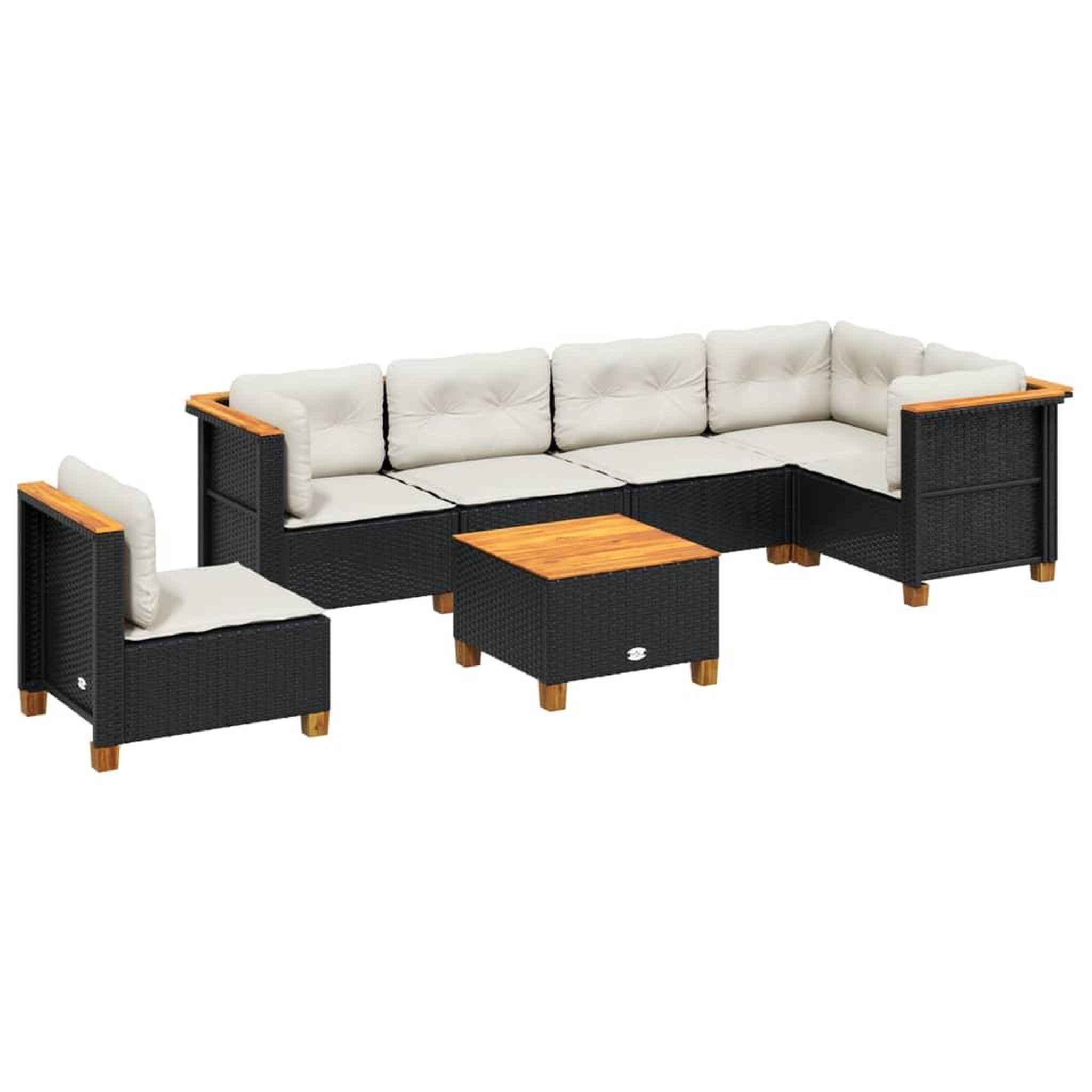 Voir la diapositive 2 : VIDAXL Salon de jardin 7 pcs avec coussins noir resine tressee