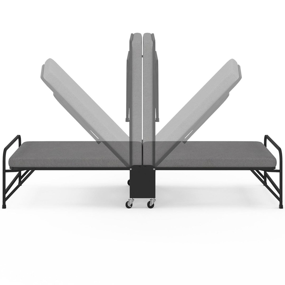 ID MARKET Lit d'appoint pliant 1 personne en métal ZAK avec sommier et matelas 70x190 cm gris et noir