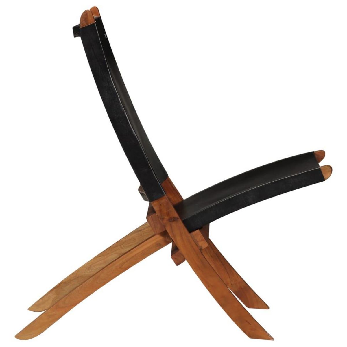 VIDAXL Chaise de relaxation pliable Noir Cuir veritable