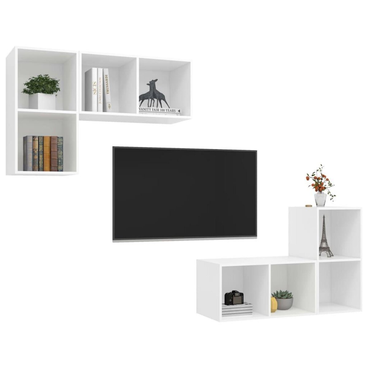 VIDAXL Meubles TV muraux 4 pcs Blanc Bois d'ingenierie