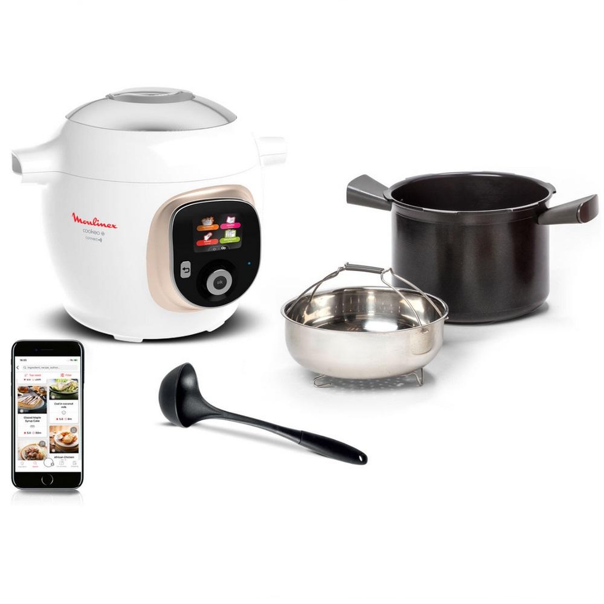 Voir la diapositive 3 : MOULINEX Multicuiseur intelligent 6l 1600w blanc/argent - ce86da10
