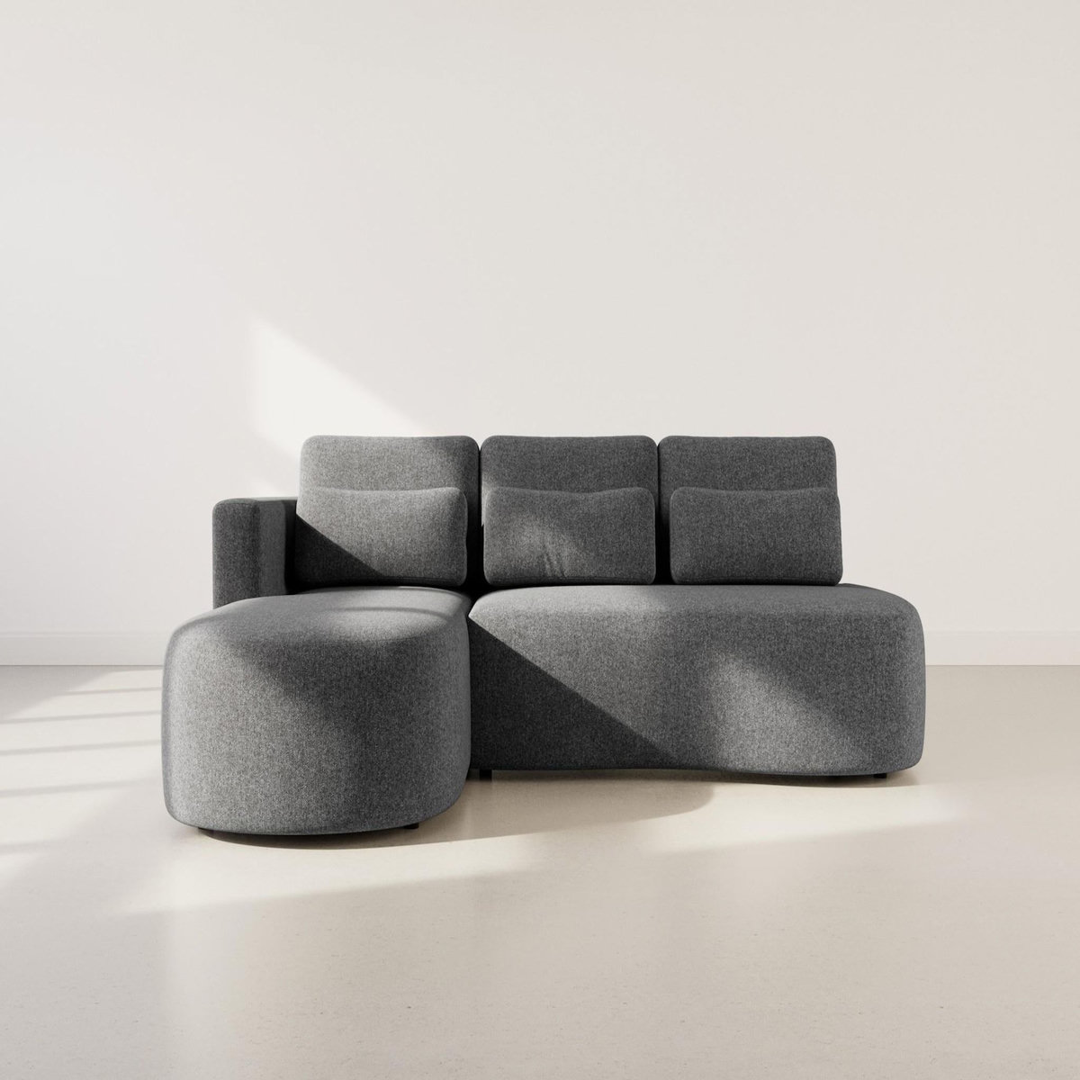 LISA DESIGN Mahina - canapé d'angle gauche 4 places convertible avec coffre en tissu texturé