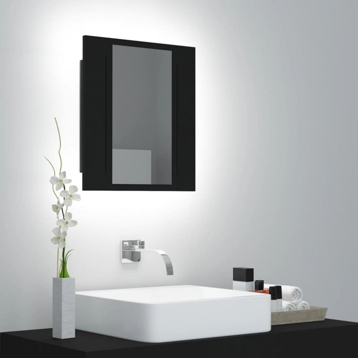 VIDAXL Armoire a miroir de salle de bain LED Noir 40x12x45cm Acrylique