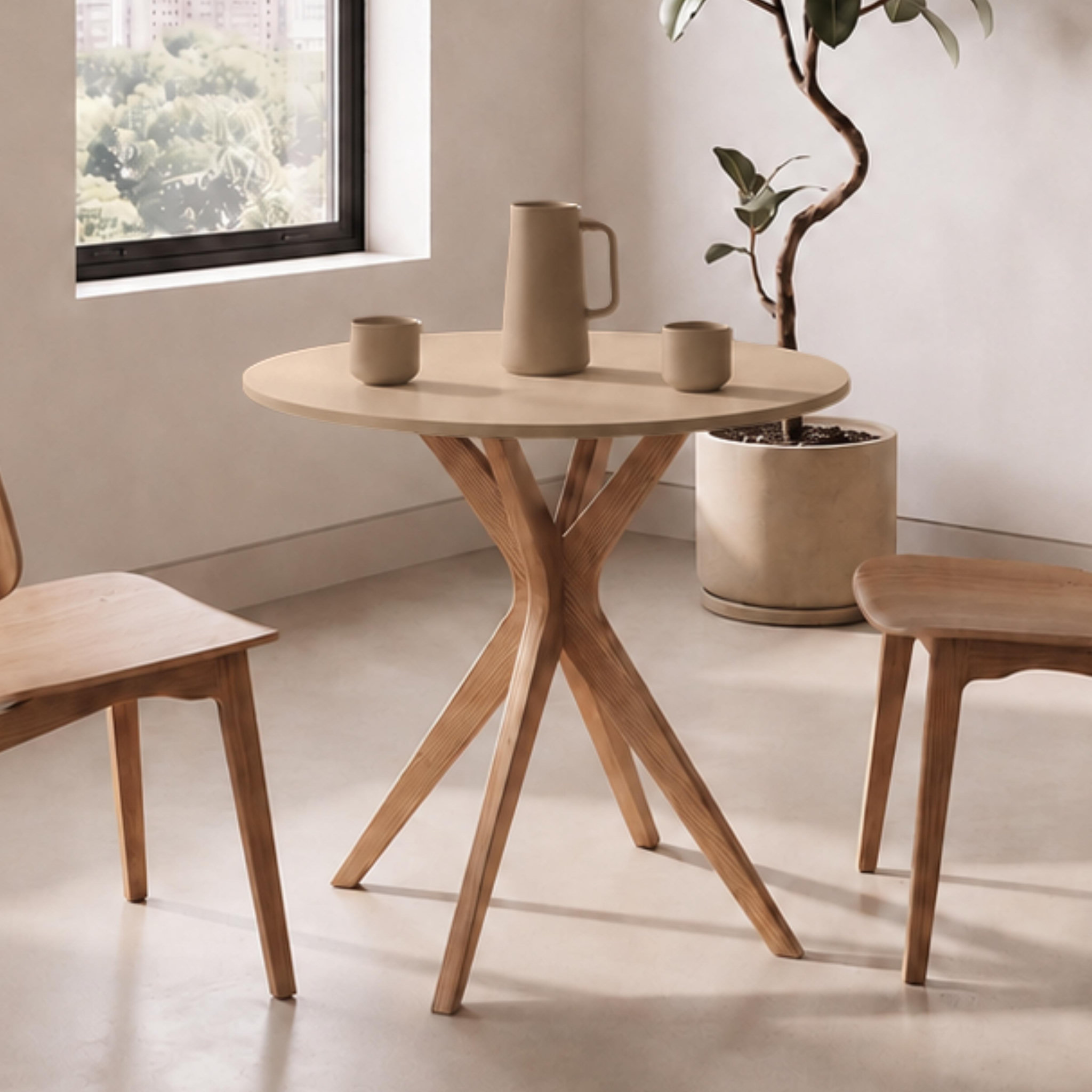 Voir la diapositive 2 : RAGABA Jubi Table à manger ronde | Pied en frêne