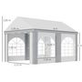 Voir la diapositive 3 : OUTSUNNY Barnum tonnelle chapiteau de jardin dim. 4L x 2,95l x 2,85H m - 4 fenêtres, 2 portes - acier galvanisé PE blanc gris