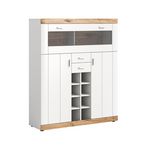 BEST MOBILIER Coventry - buffet haut - blanc et effet bois - 142 cm. Coloris disponibles : Marron