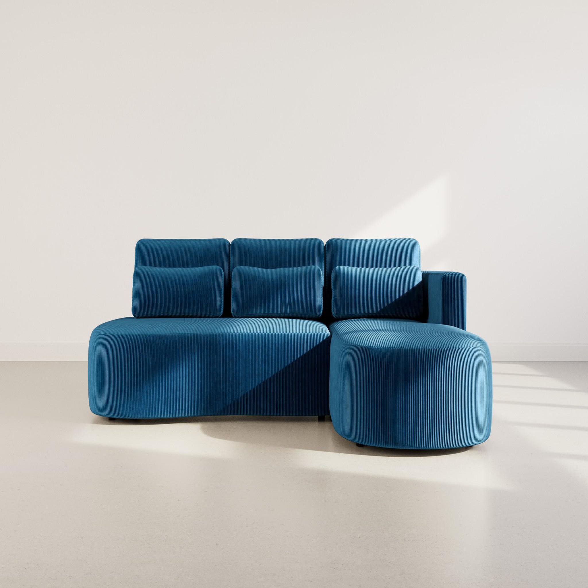 Voir la diapositive 5 : BEST MOBILIER Mahina - canapé d'angle droit 4 places convertible avec coffre en velours côtelé