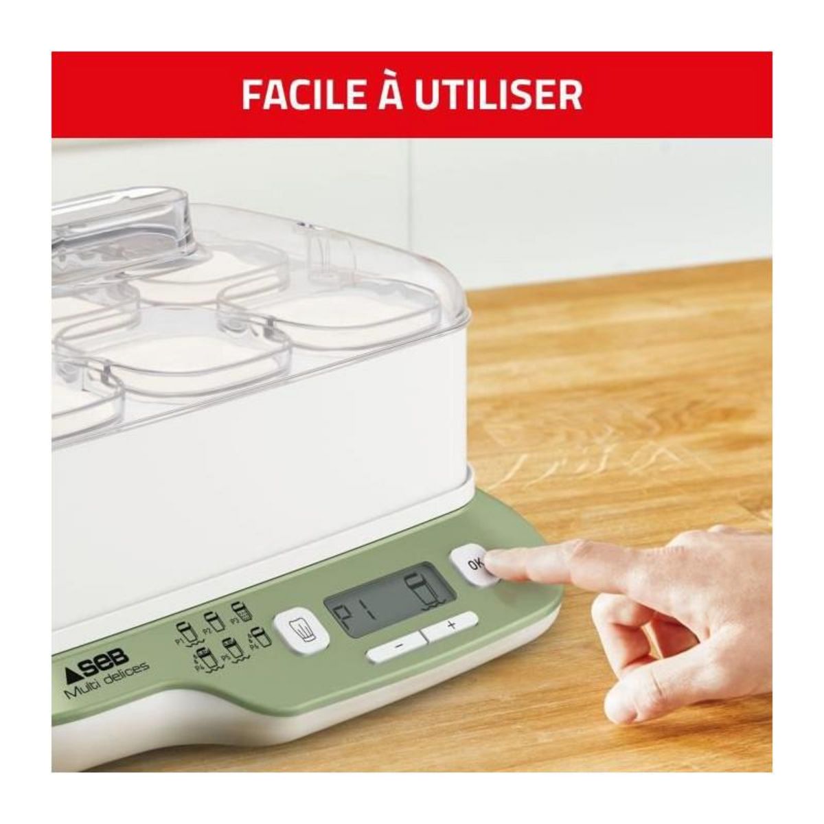 SEB SEB Yaourtiere 6 pots, 6 programmes dont 1 mode express, Yaourts et desserts maison, Utilisation simple, Fabriqué en France YG6