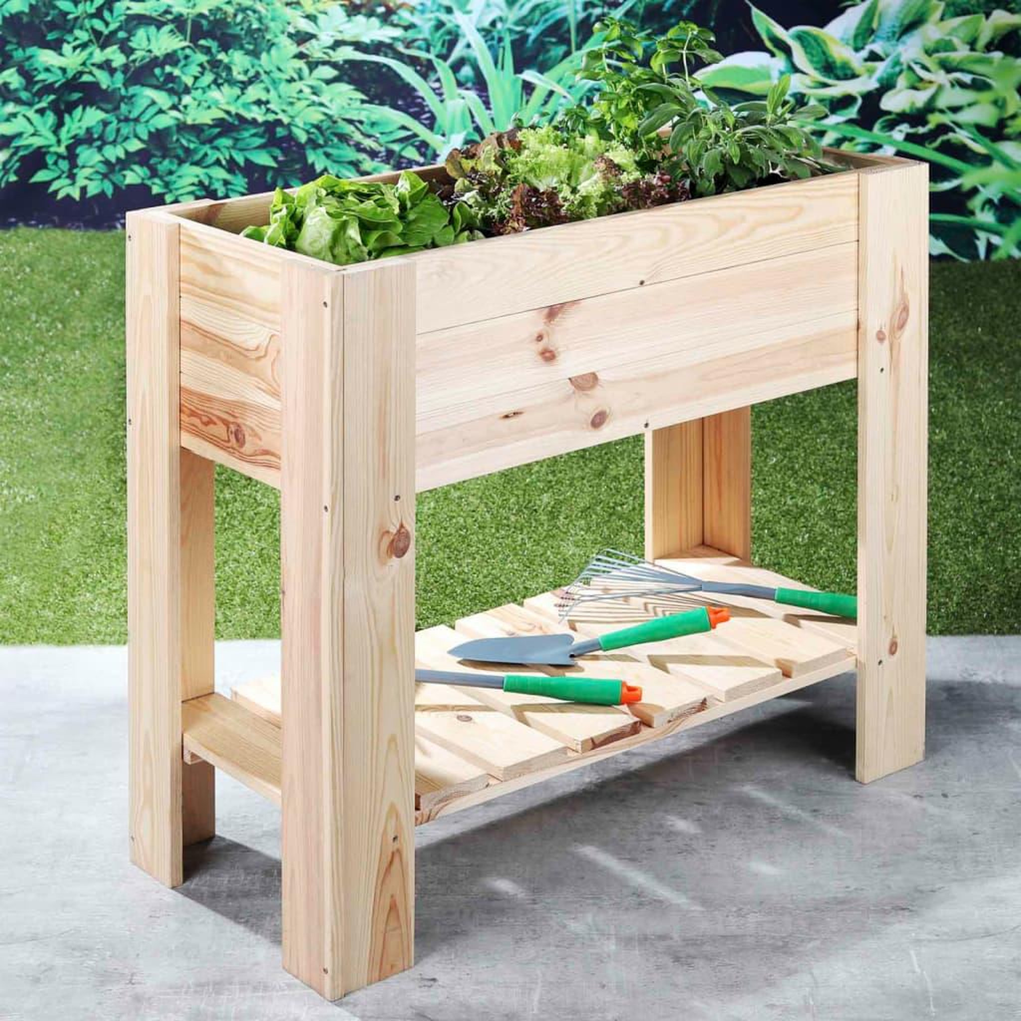 Voir la diapositive 3 : HI HI Jardiniere surelevee 92 x 41 x 80 cm Bois de pin