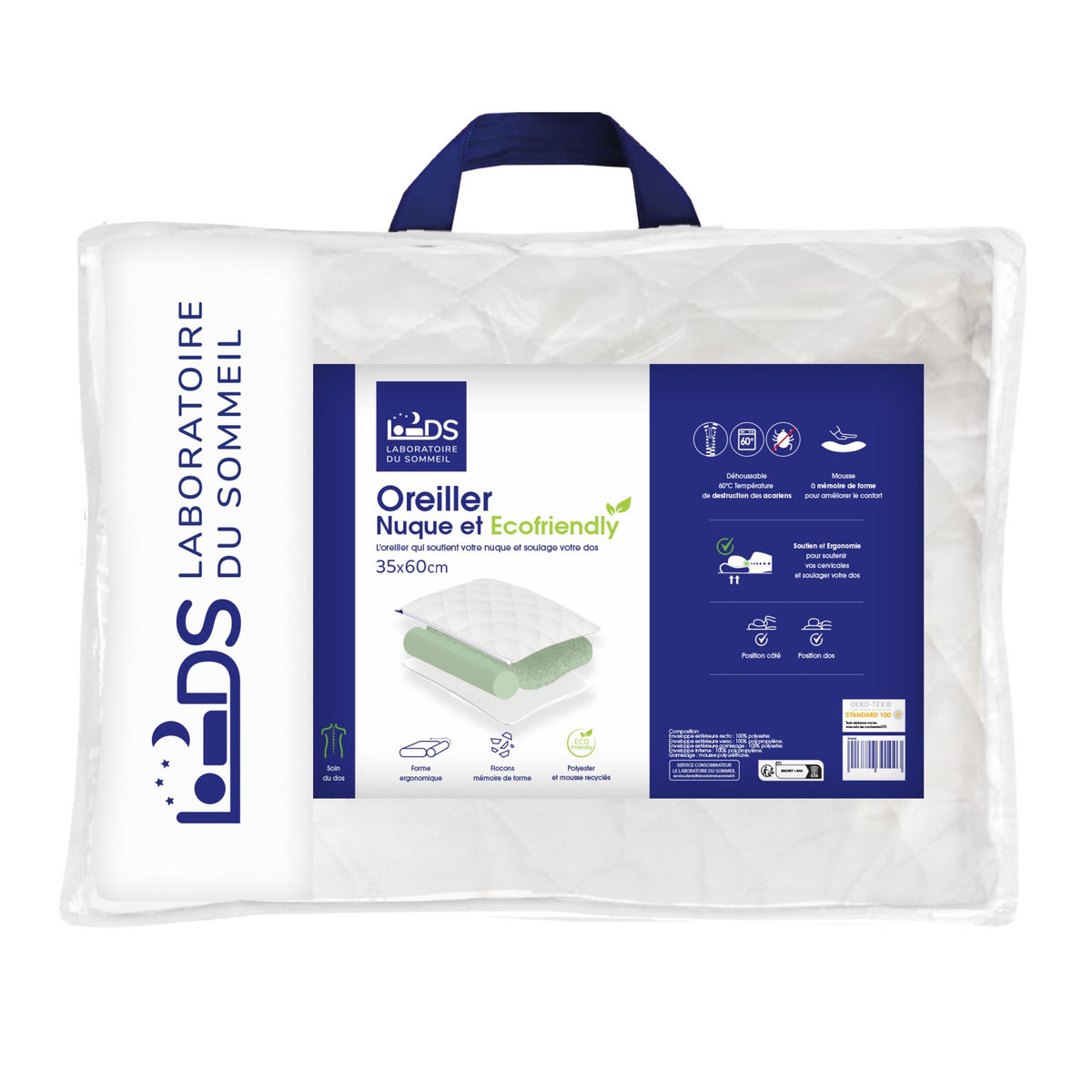 Oreiller ergonomique à mémoire de forme SOUTIEN ET ECOFRIENDLY