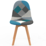 Voir la diapositive 3 : ID MARKET Lot de 2 chaises scandinaves SARA motifs patchworks bleus