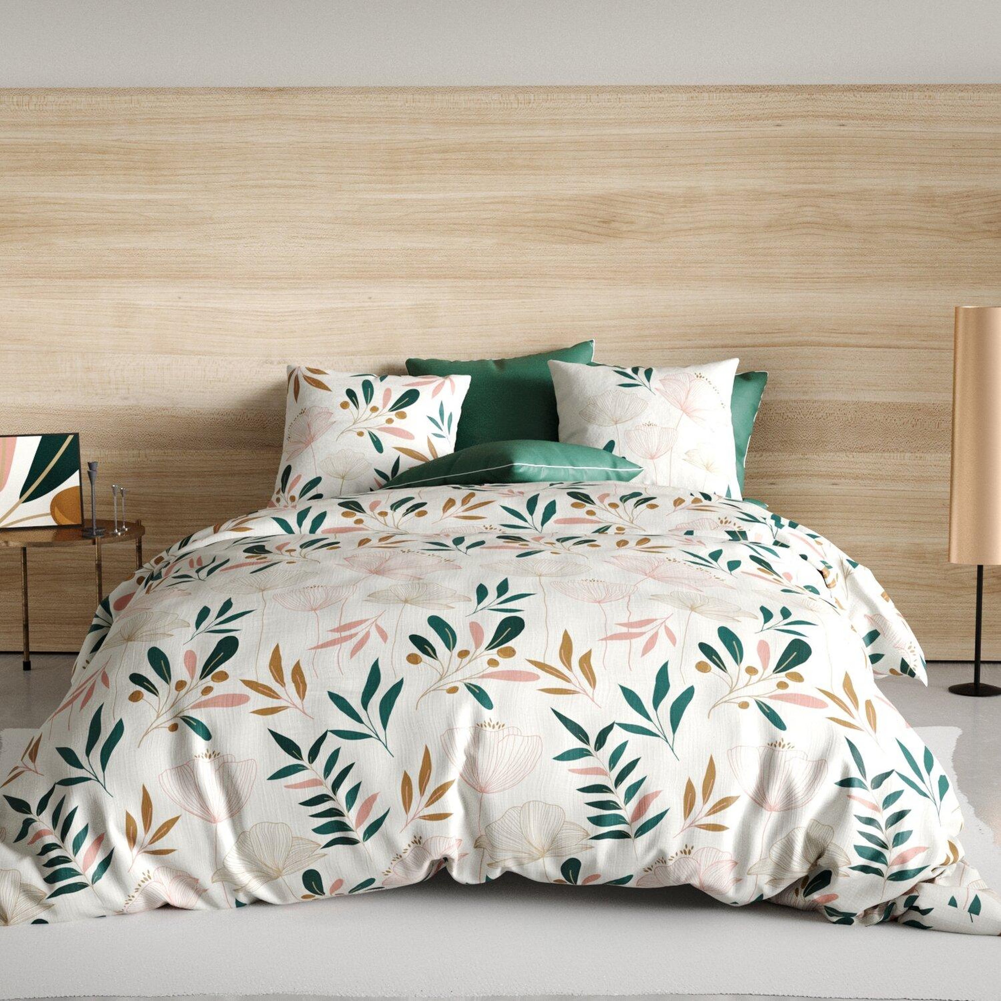 Voir la diapositive 2 : ATELIER DU COTON Parure de drap plat, drap housse 100% coton 57fils-kano