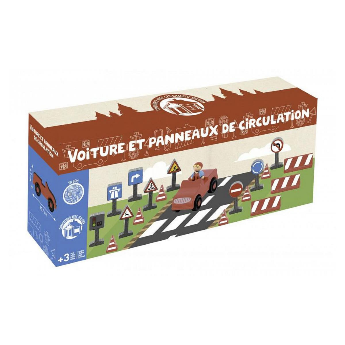 JeuJura Coffret Voiture et Panneaux de Circulation pour Apprentis Conducteurs