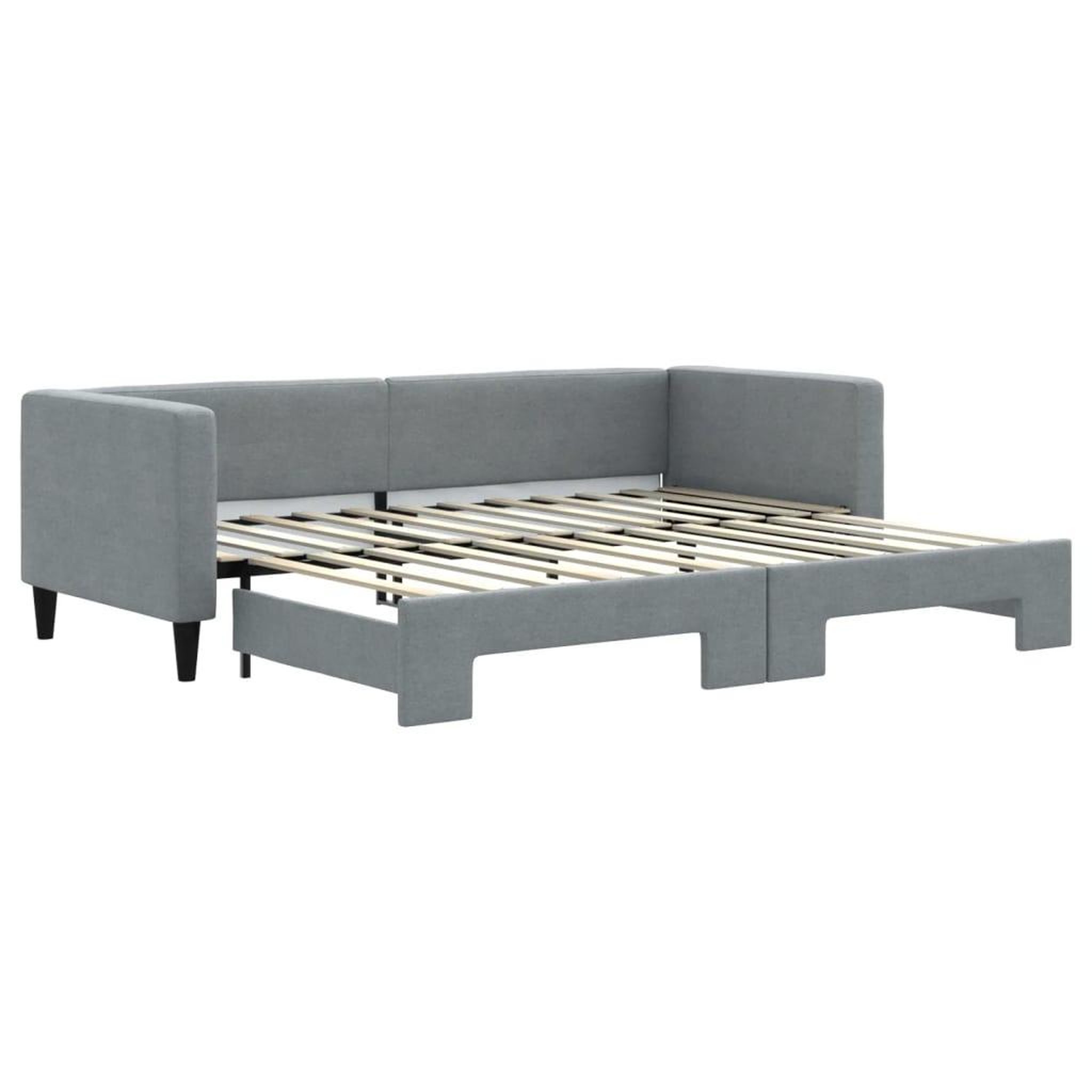 Voir la diapositive 2 : VIDAXL Lit de jour avec gigogne sans matelas gris clair 80x200 cm