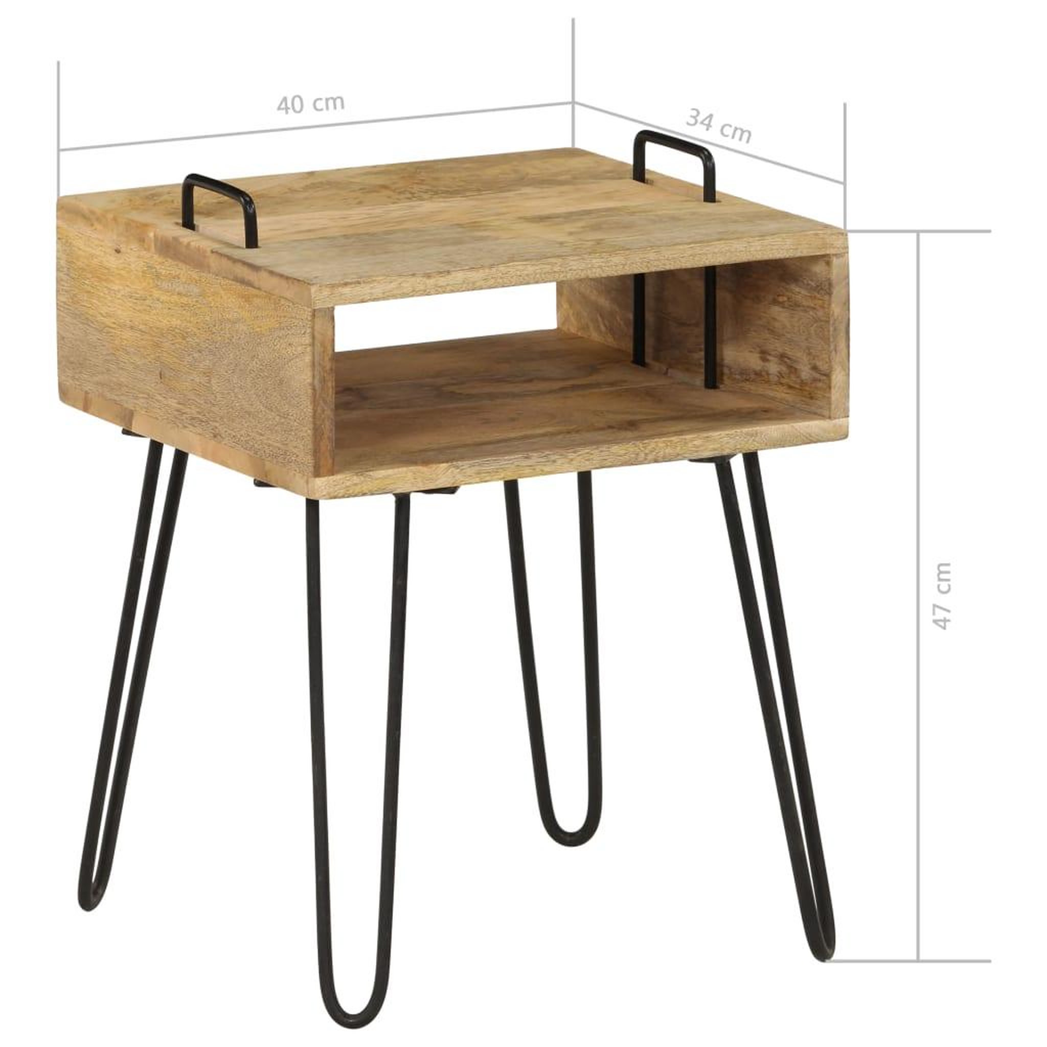 Voir la diapositive 6 : VIDAXL Table de chevet bois de manguier massif 40x34x47 cm