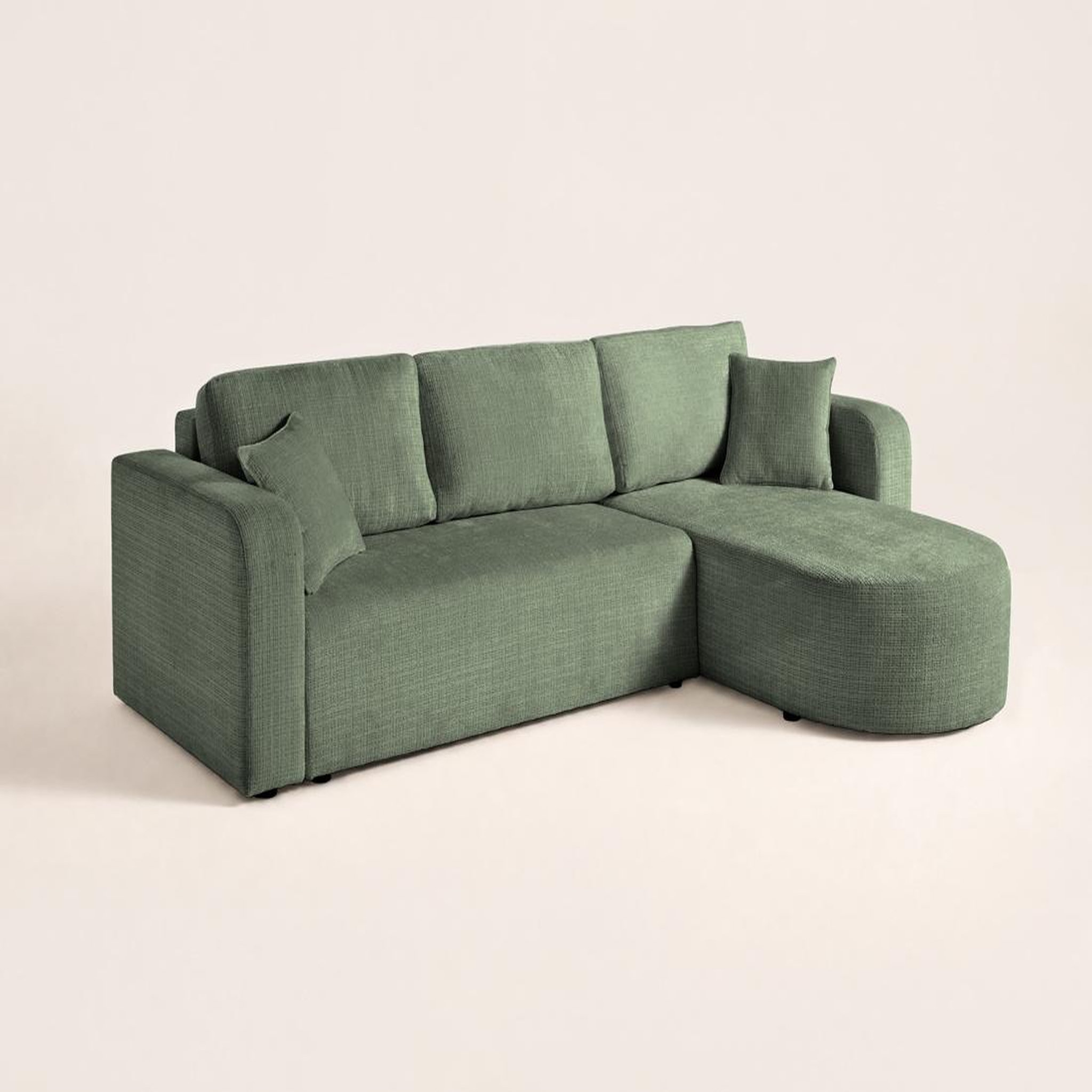 Voir la diapositive 5 : BEST MOBILIER Miro - canapé d'angle réversible - 4 places - convertible avec coffre - en velours texturé