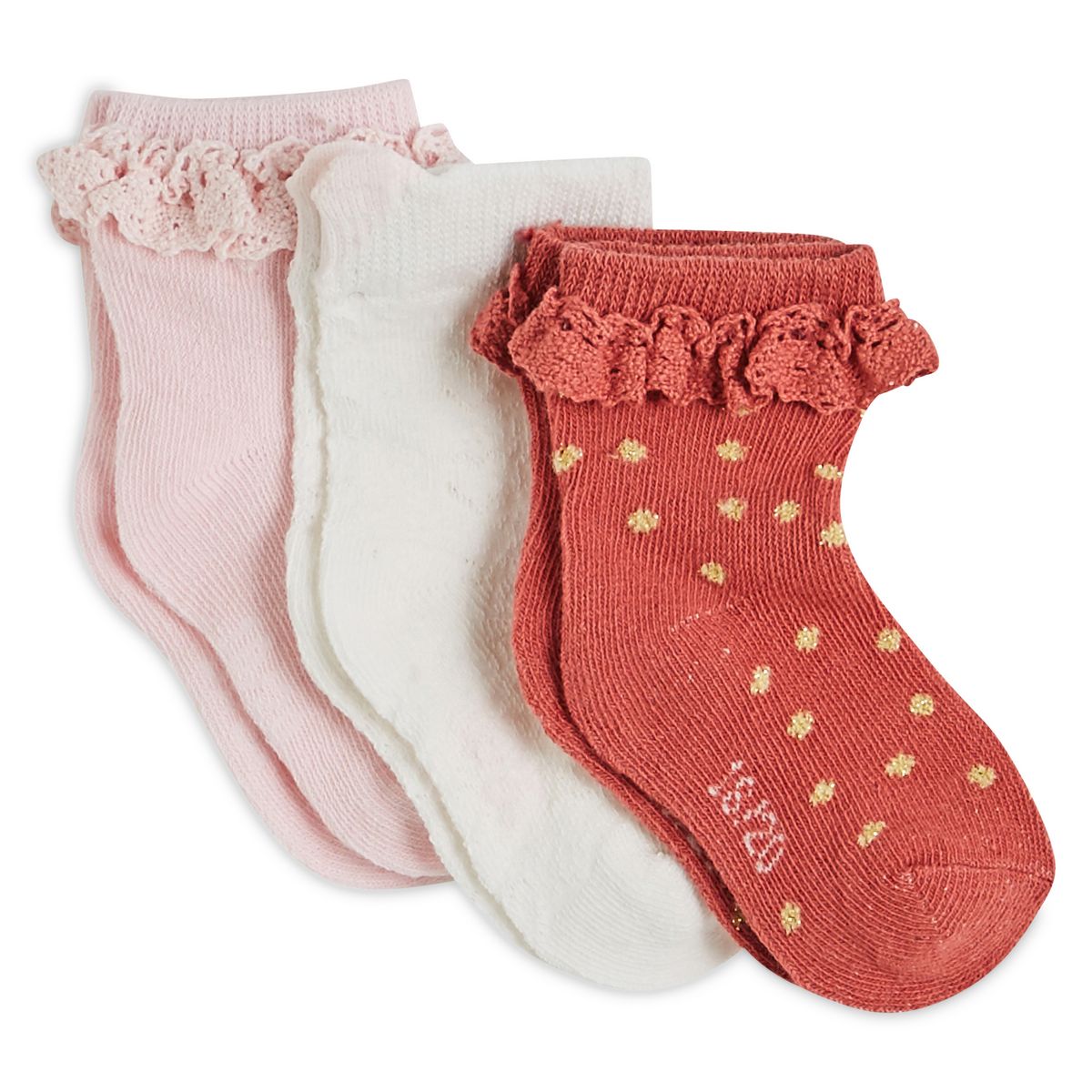 IN EXTENSO Lot de 3 paires de chaussettes de cérémonie bébé fille