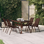 VIDAXL Table de jardin Marron et noir 140x70x70 cm Acier et verre
