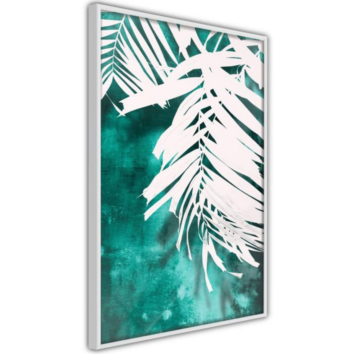 Paris Prix Affiche Murale Encadrée  White Palm on Teal Background