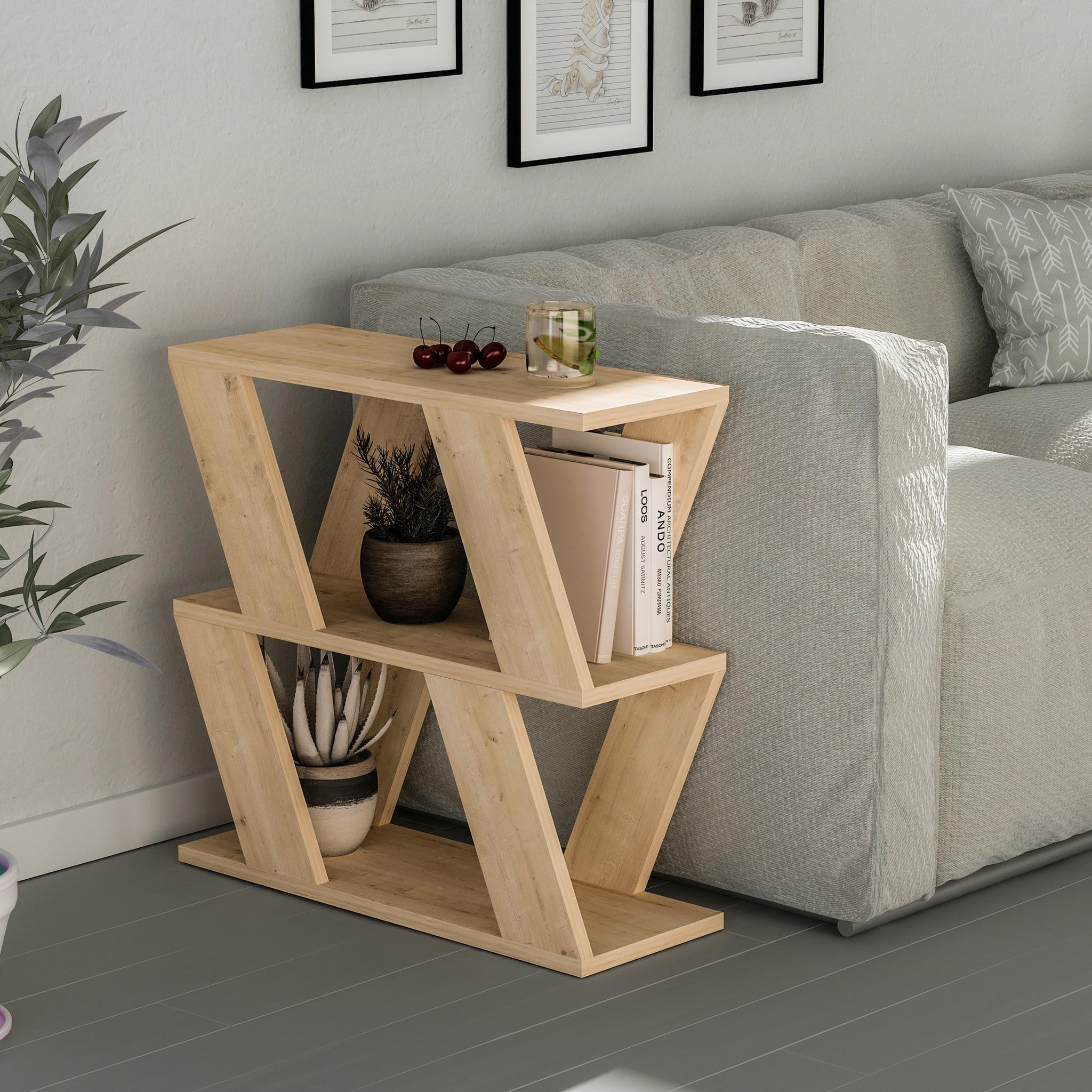 Voir la diapositive 2 : Habitat et Jardin Table d'appoint en bois  lazena  - 60 x 22 x 57 cm - chêne