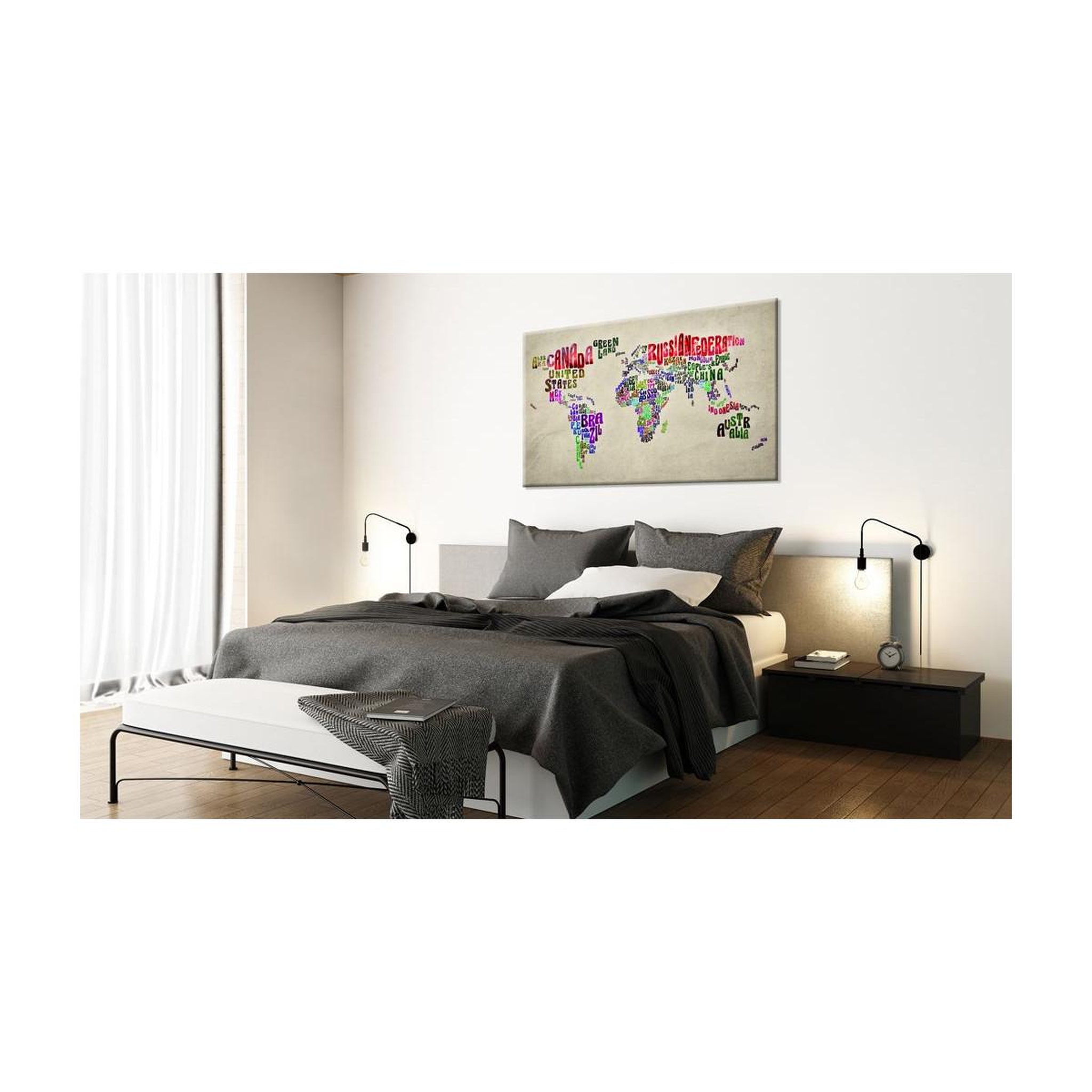 Voir la diapositive 2 : Paris Prix Tableau imprimé  world map : world tour en anglais