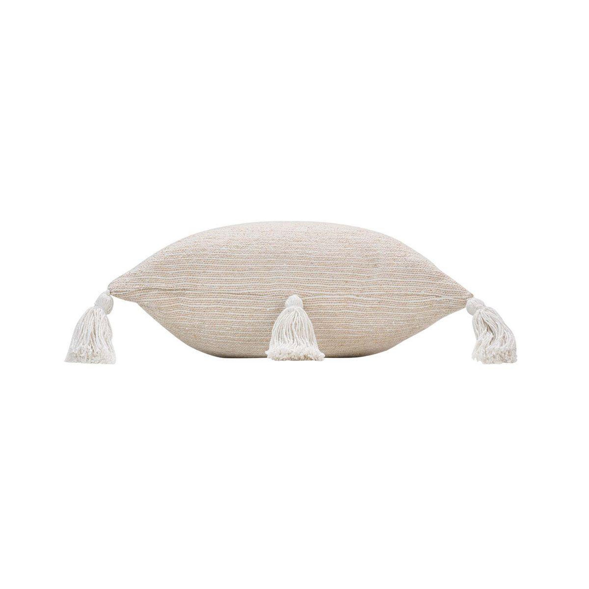 Voir la diapositive 2 : Douceur d'Intérieur Housse de coussin à pompons  ines  40x40cm beige