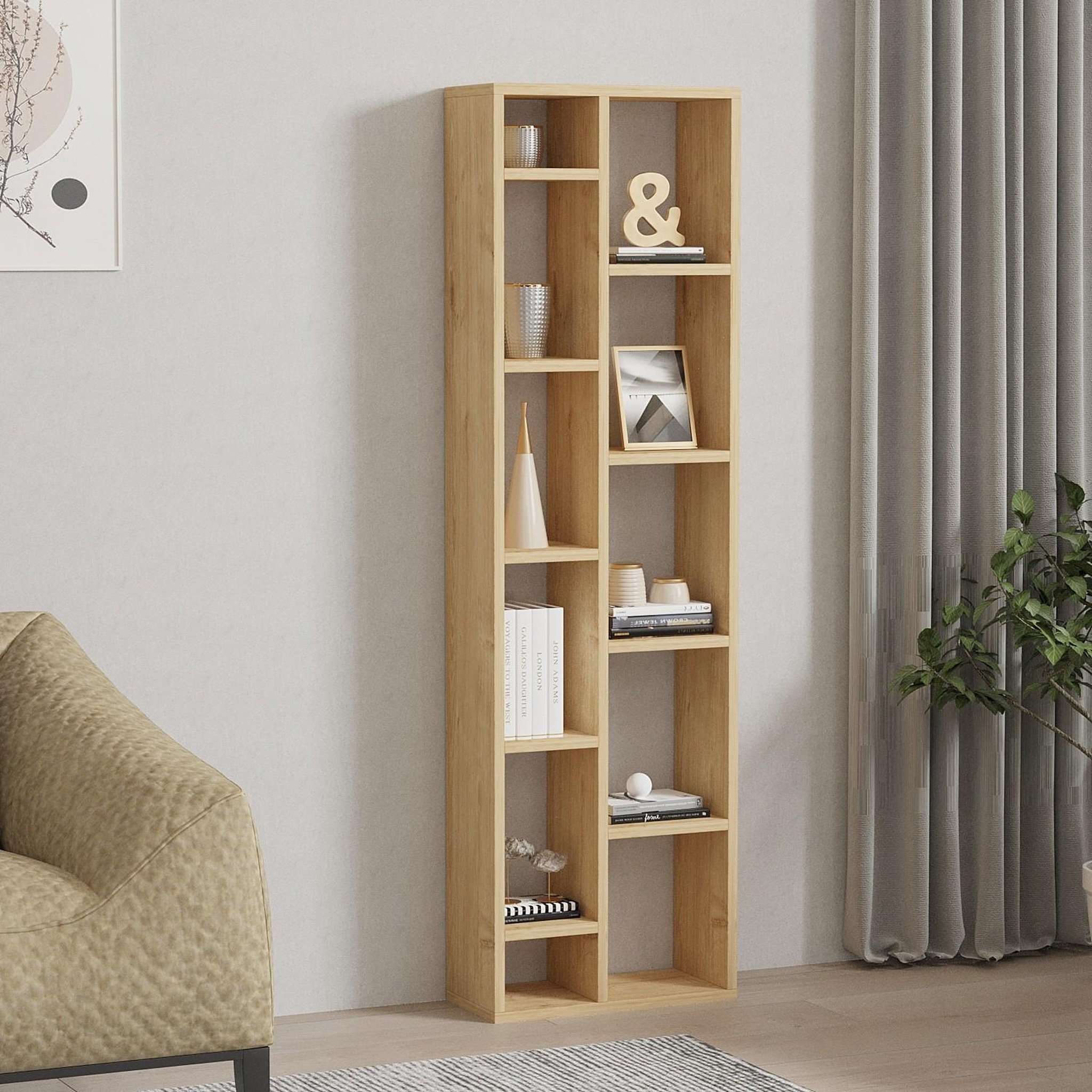 Voir la diapositive 2 : Habitat et Jardin Bibliothèque en bois  tomi  - 45 x 20 x 150 cm - chêne saphir