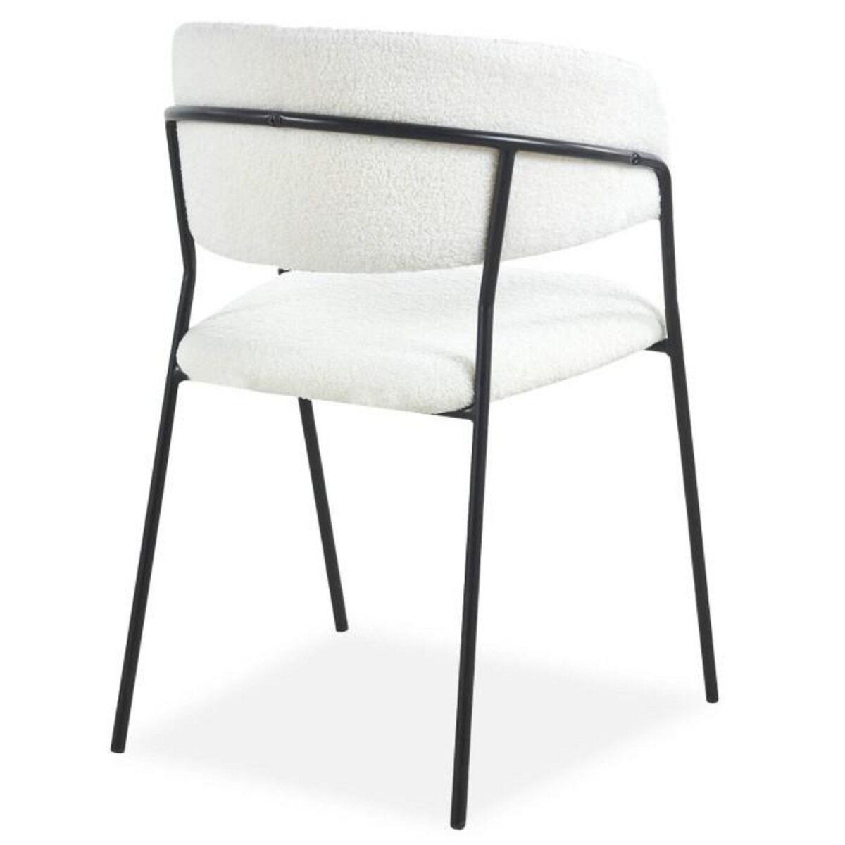 Paris Prix Lot de 4 Chaises en Bouclette  Batora  79cm Crème & Noir