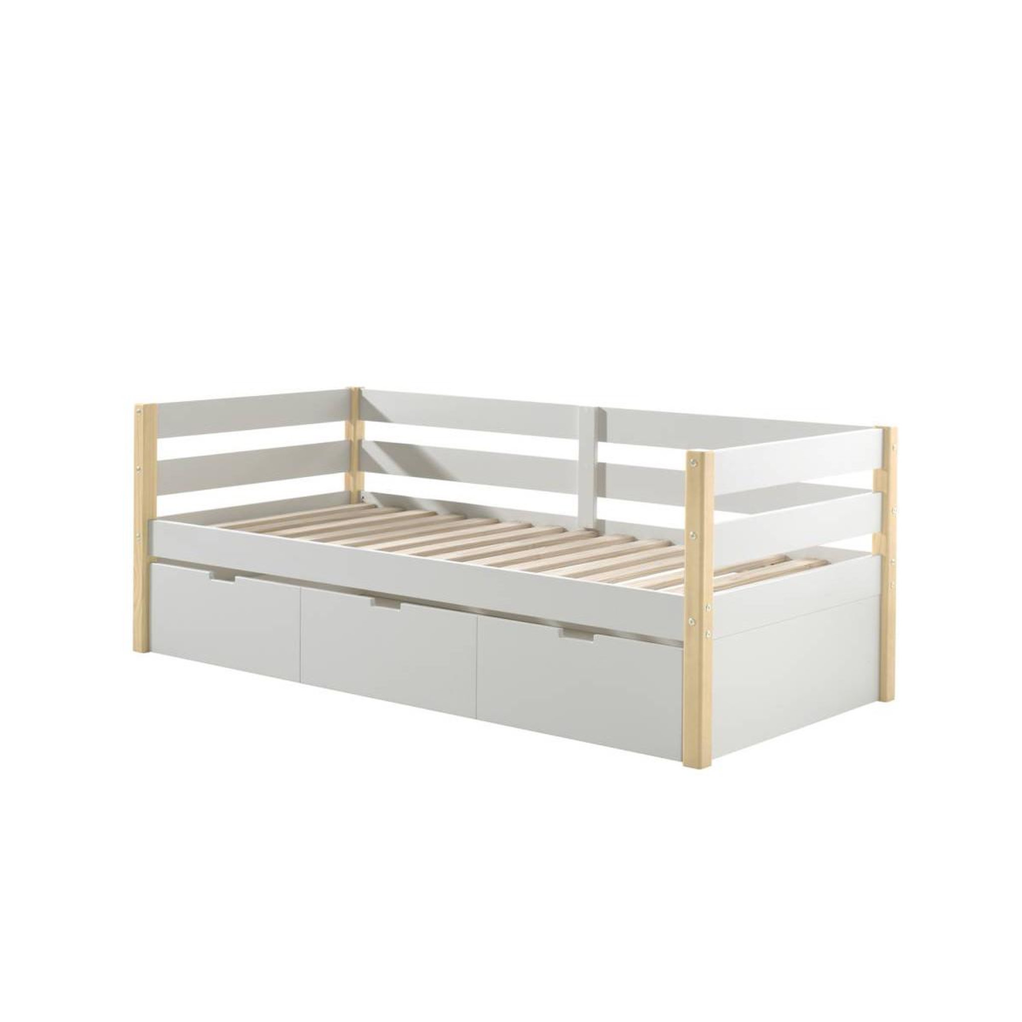 Voir la diapositive 2 : Paris Prix Pack - lit capitaine & tiroir-lit  margrit ii  90x200cm blanc & naturel