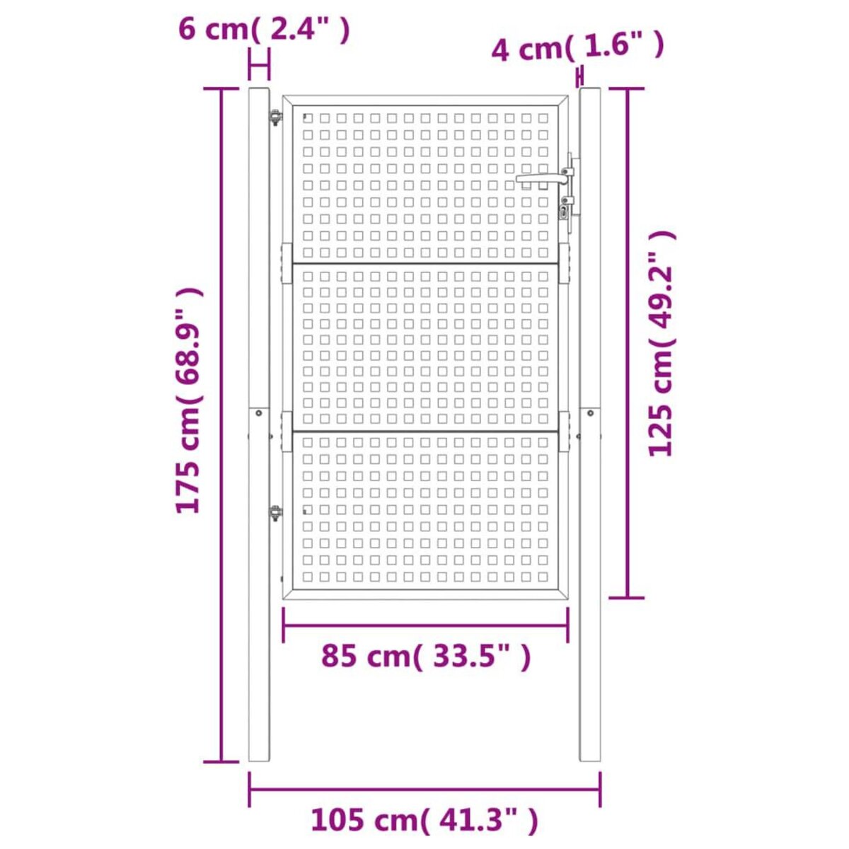 VIDAXL Portail de jardin anthracite 105x175 cm acier